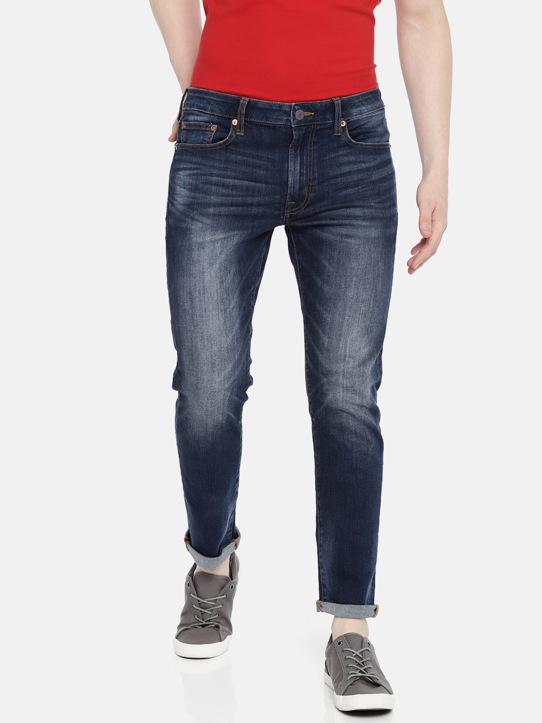 

AMERICAN EAGLE OUTFITTERS Men Blue Slim Fit Mid-Rise Clean Look Stretchable Jeans