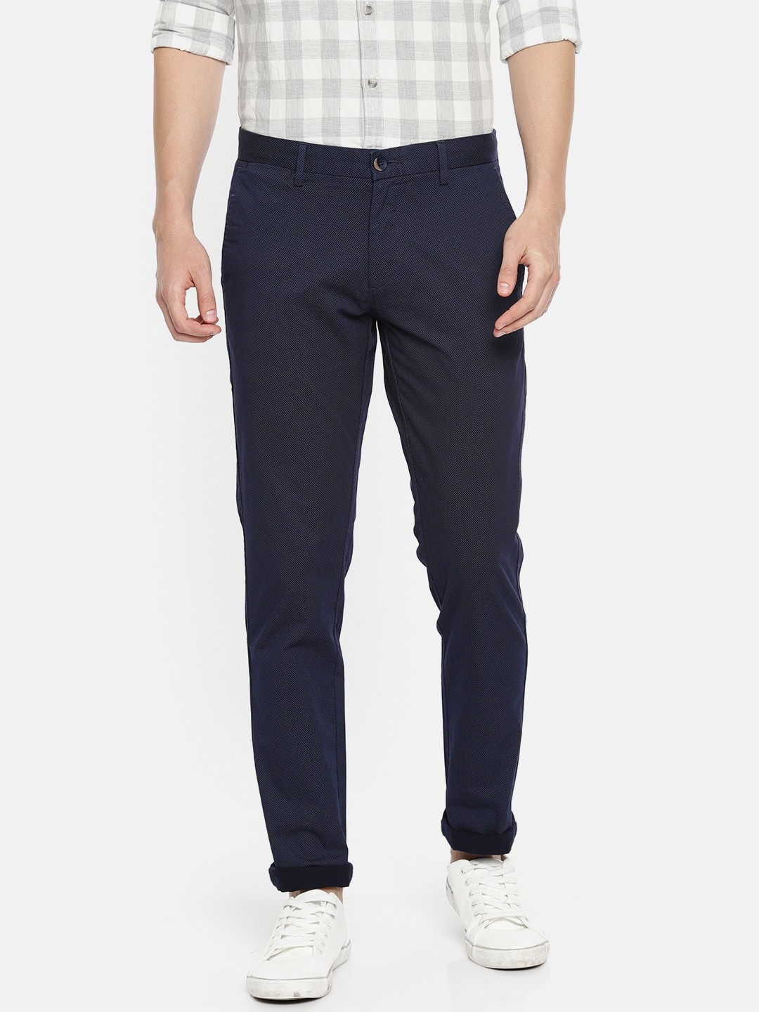 

U.S. Polo Assn. Men Navy Blue Austin Trim Slim Fit Printed Chinos