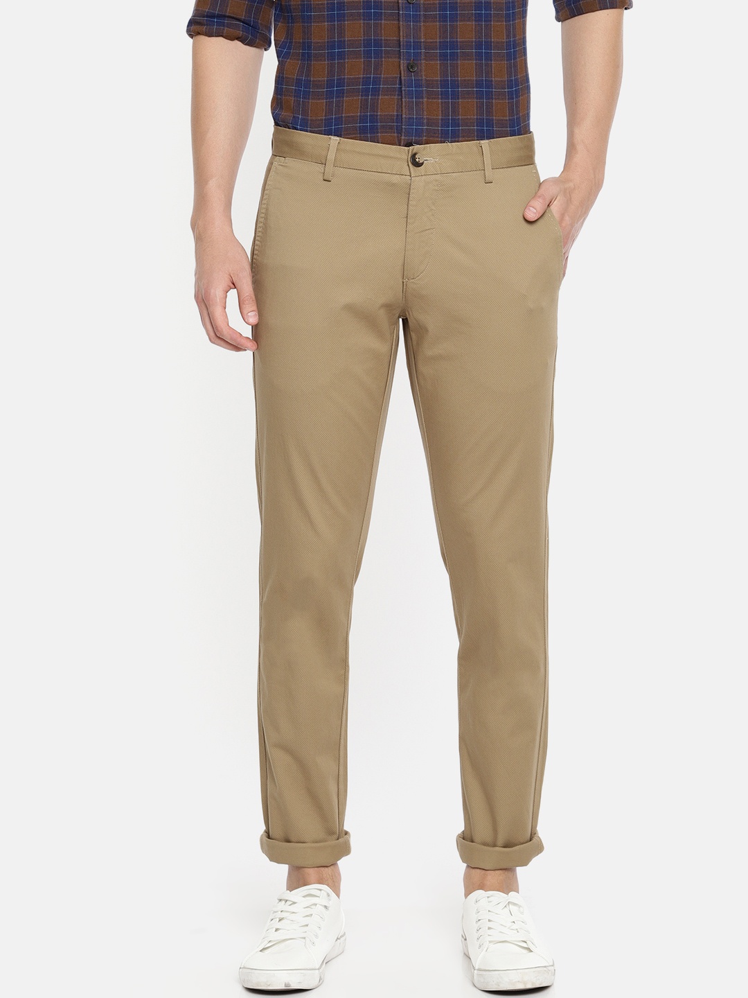 

U.S. Polo Assn. Men Khaki Brown Austin Trim Slim Fit Printed Chinos