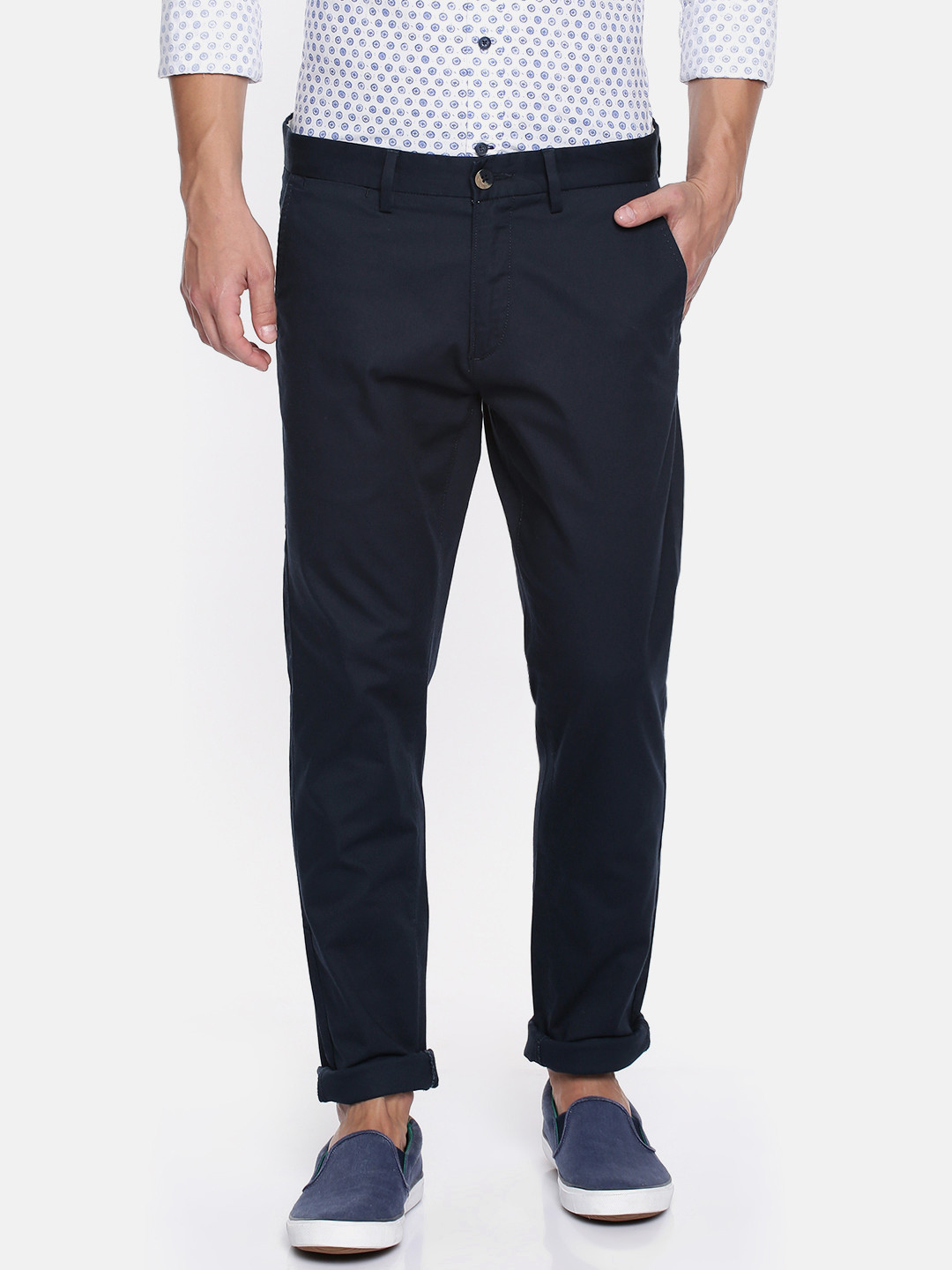 

U.S. Polo Assn. Men Navy Blue Austin Trim Slim Fit Solid Chinos