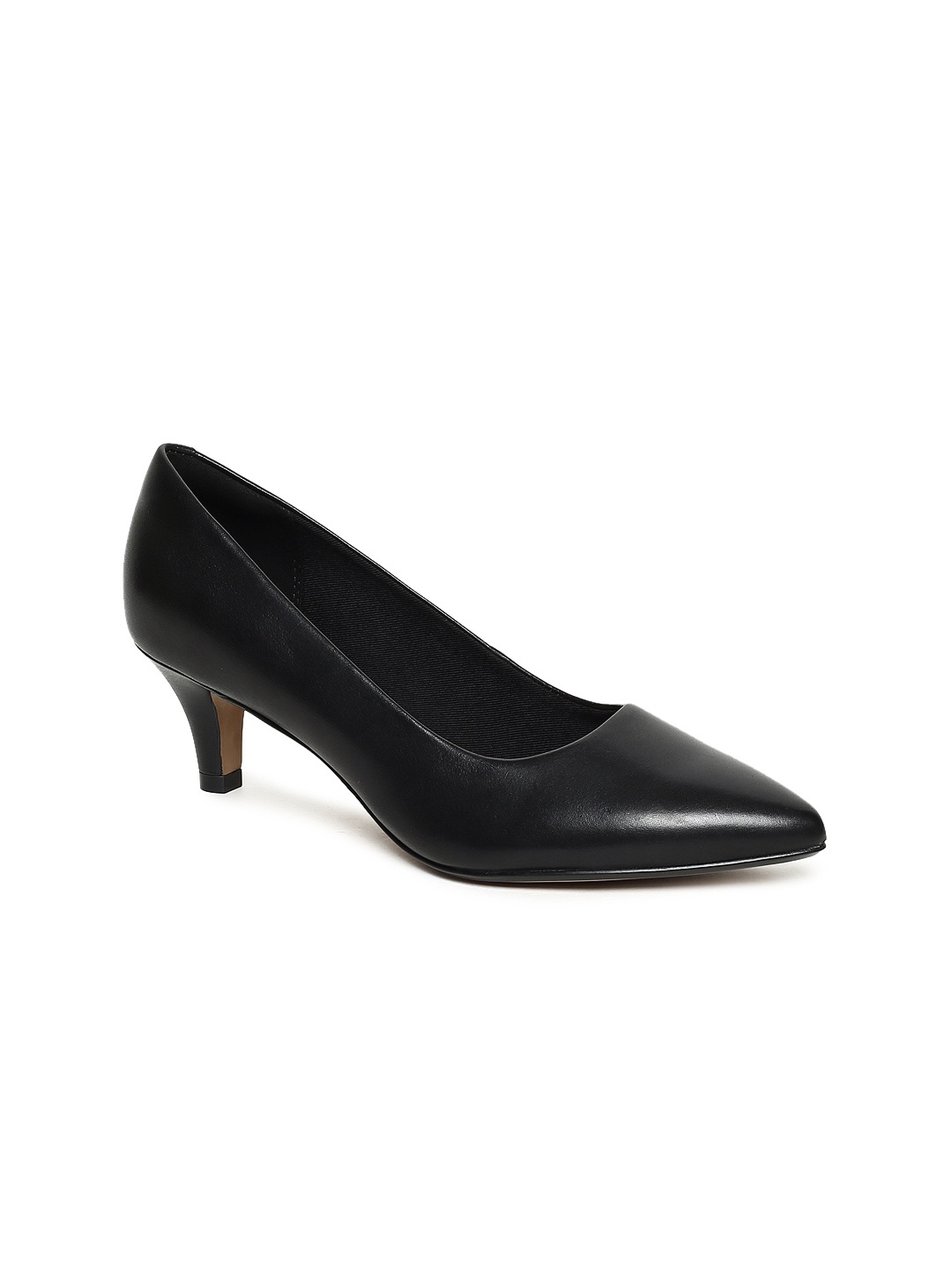 

Clarks Women Black Solid Leather Pumps