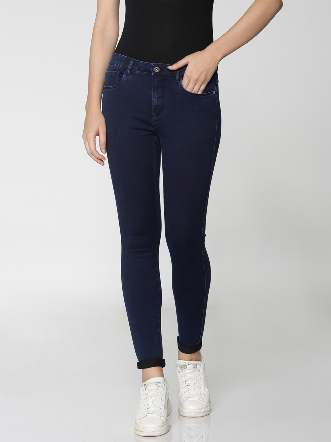 

ONLY Women Blue Skinny Fit Mid-Rise Clean Look Stretchable Jeans
