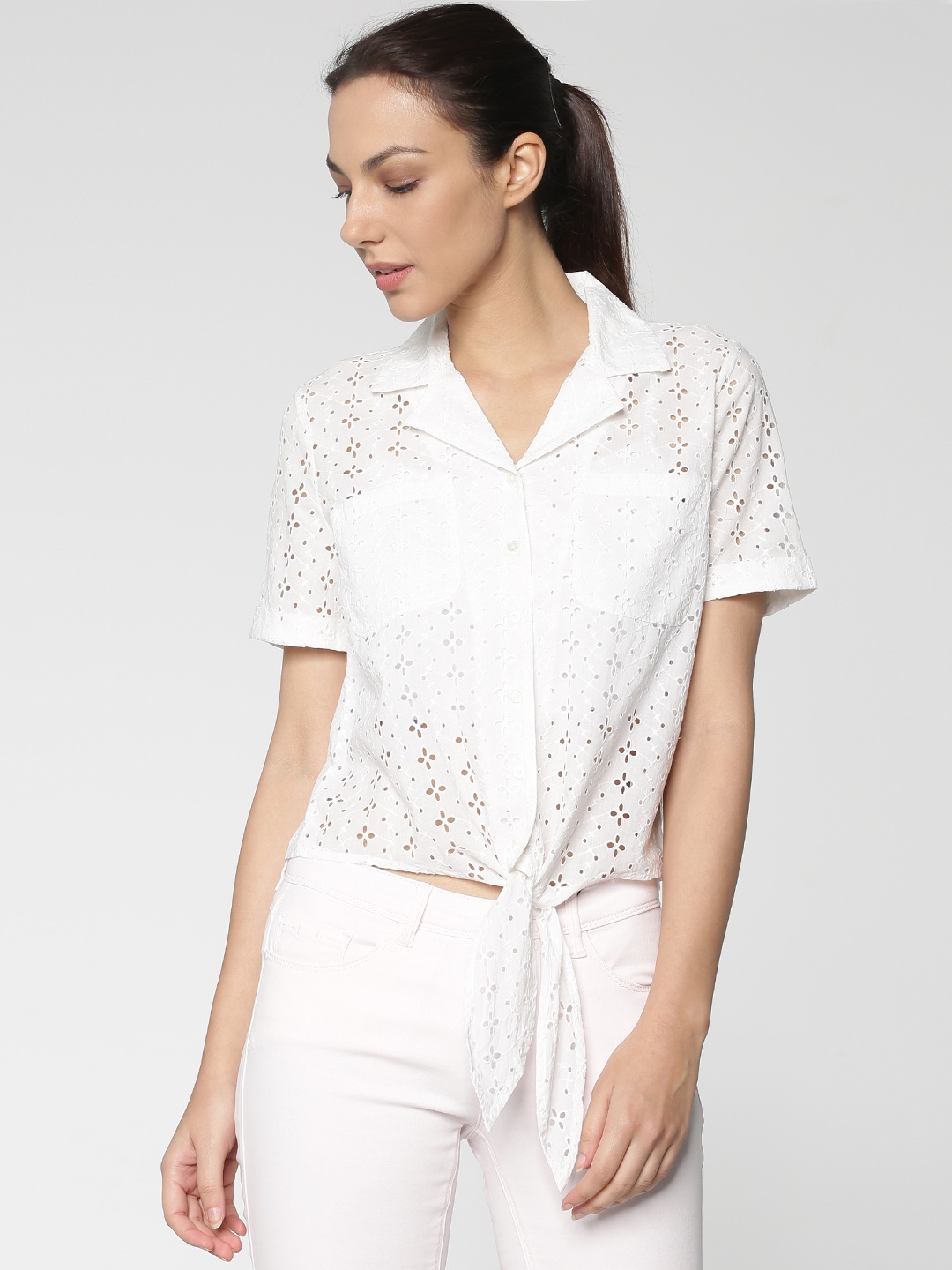 

ONLY Women White Regular Fit Solid Casual Shirt
