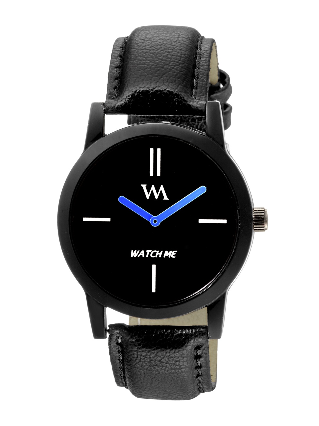 

WM Men Black Leather Analogue Watch wmc-002rp