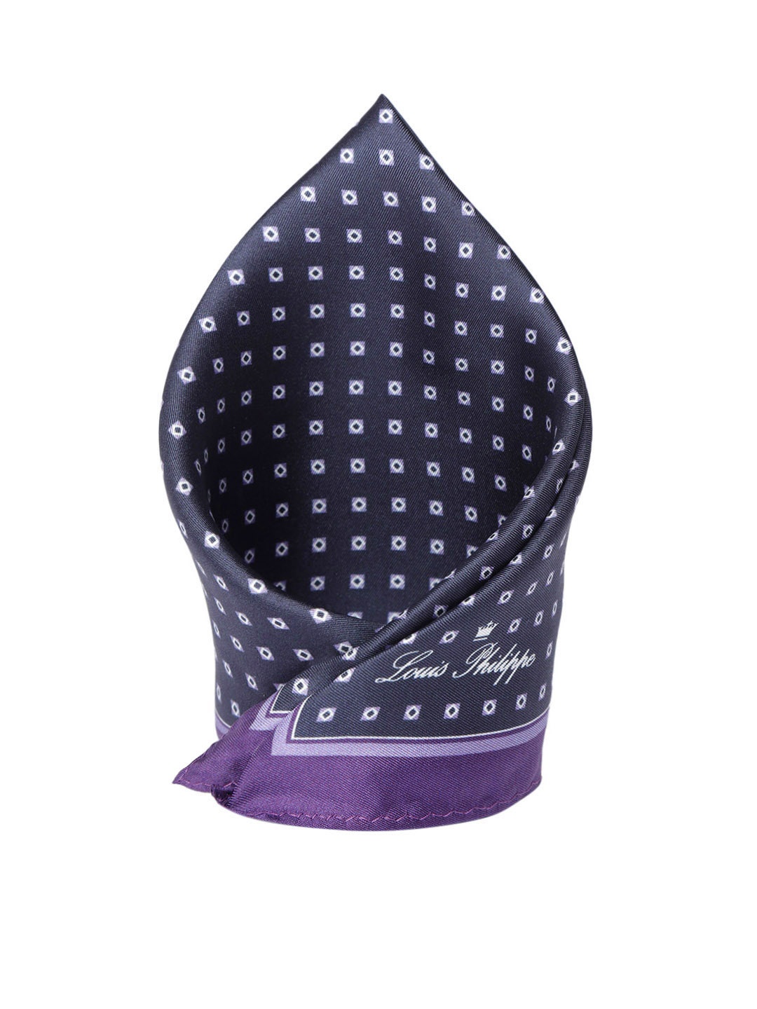 

Louis Philippe Men Navy Blue Printed Silk Pocket Square