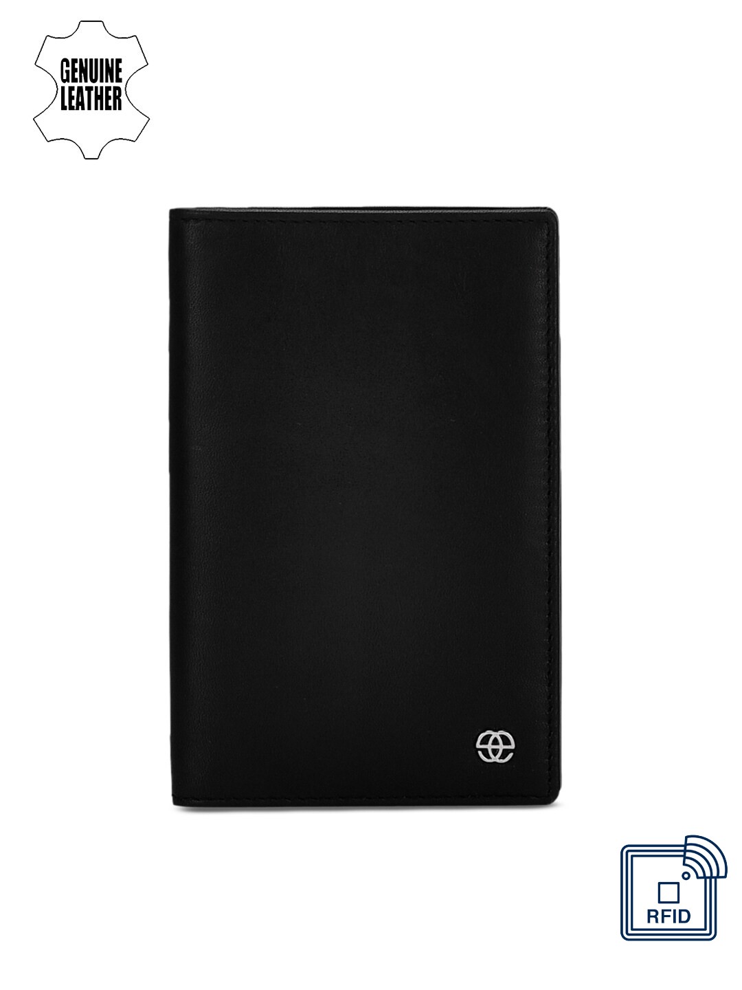 

Eske Unisex Black Solid Leather Card Holder