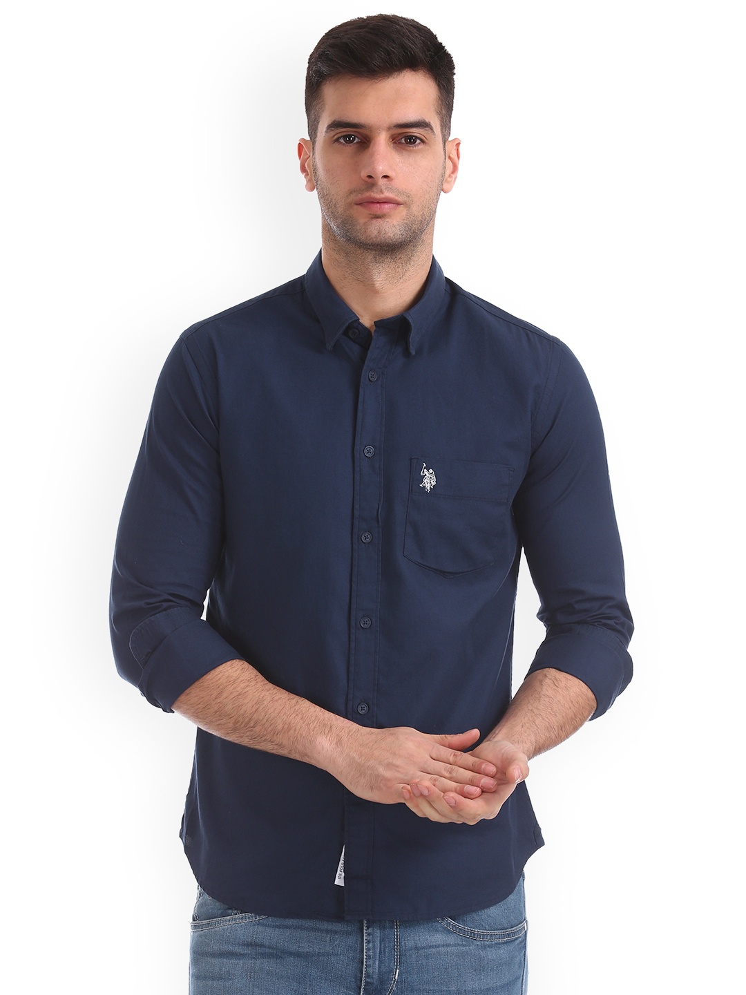 

U.S. Polo Assn. Men Navy Blue Regular Fit Solid Casual Shirt