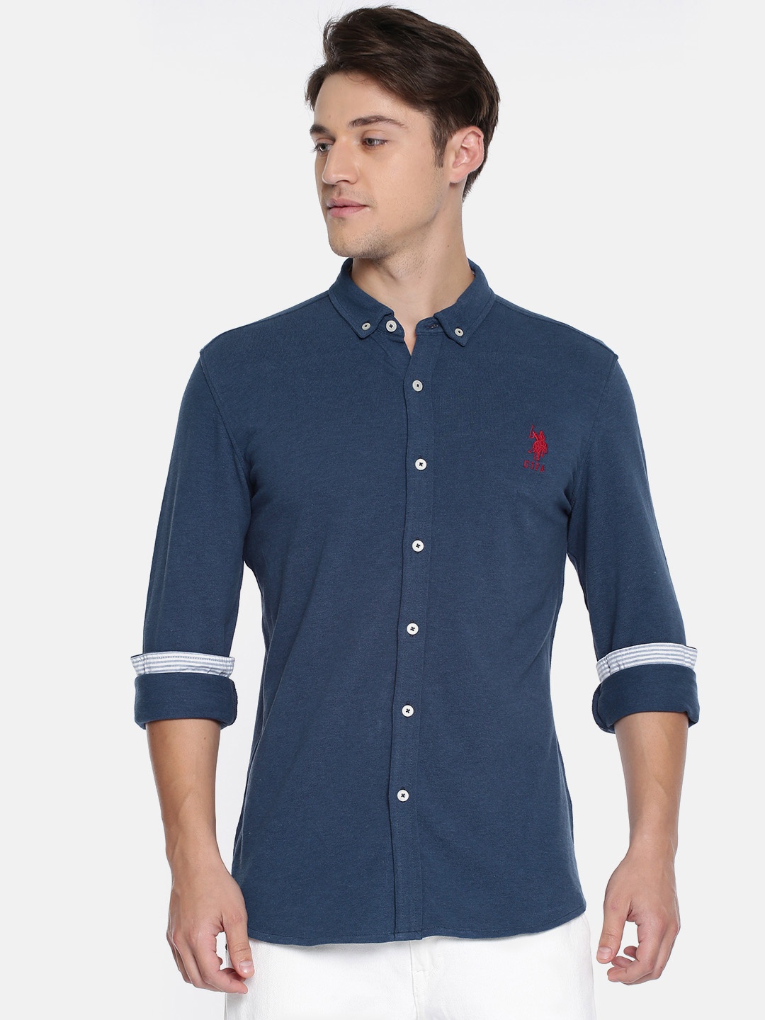 

U.S. Polo Assn. Men Dark Blue Regular Fit Solid Casual Shirt