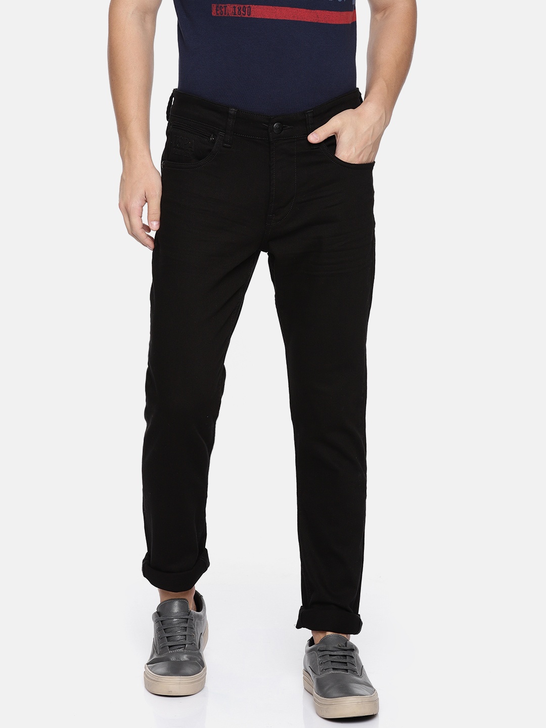 

U.S. Polo Assn. Denim Co. Men Black Brandon Slim Tapered Fit Clean Look Stretchable Jeans