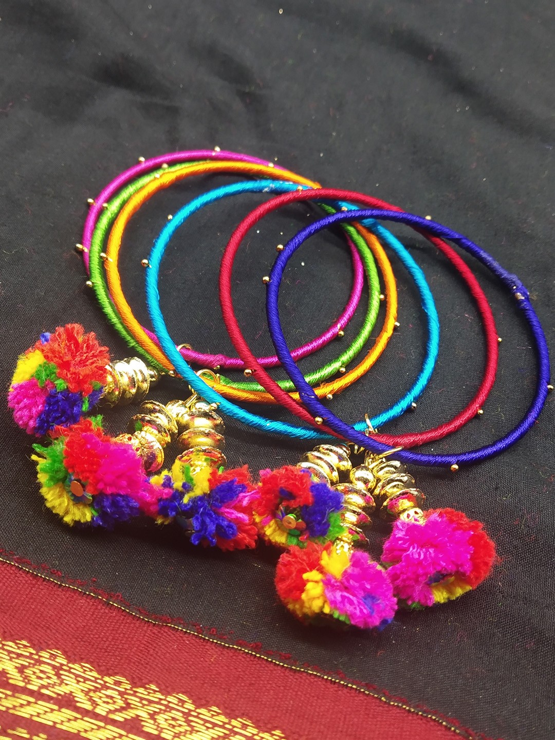 

Fida Set Of 6 Multicolored Embellished Bangles, Multi