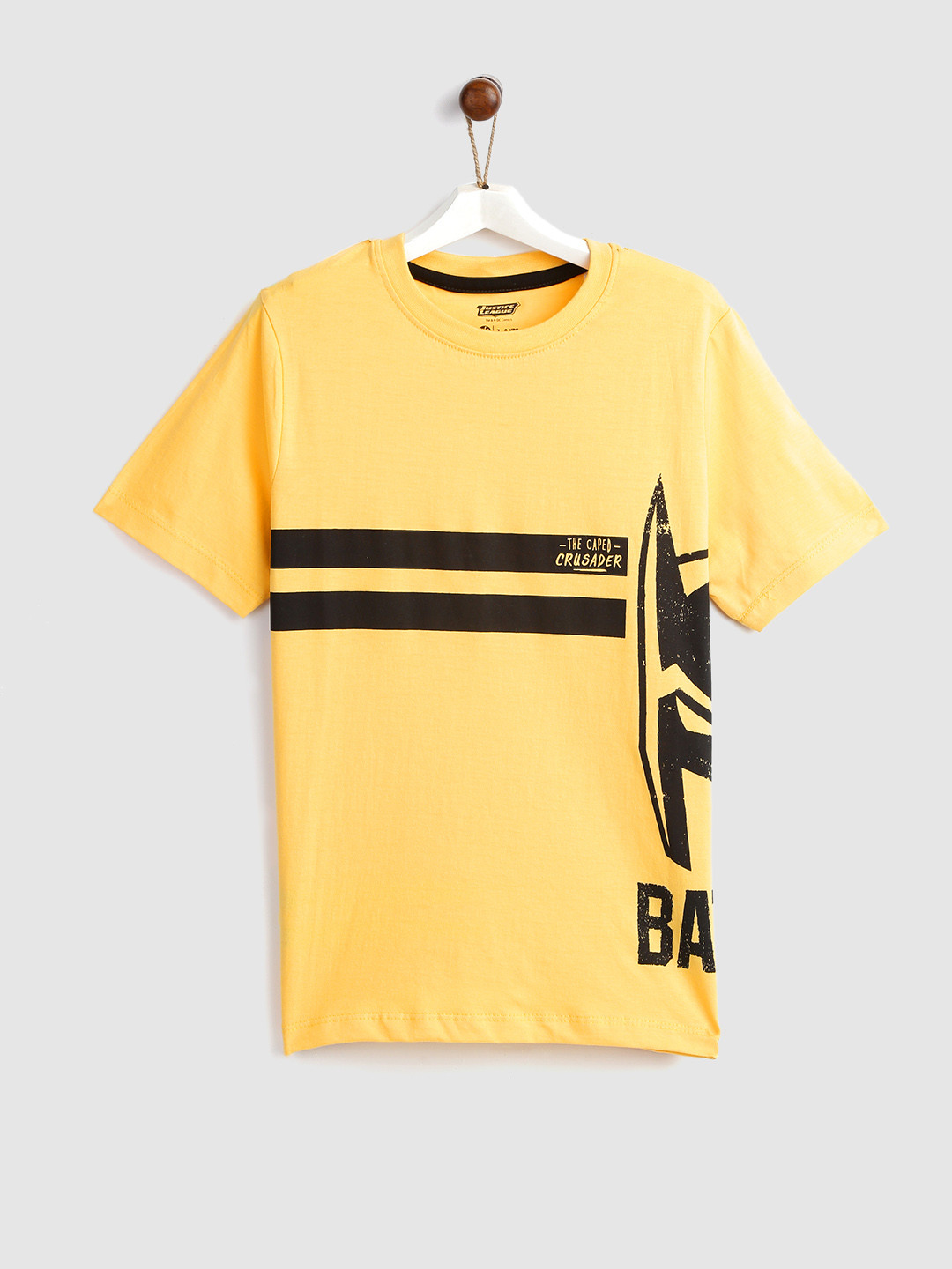 

YK Marvel Boys Yellow Black Printed Round Neck Pure Cotton T-shirt