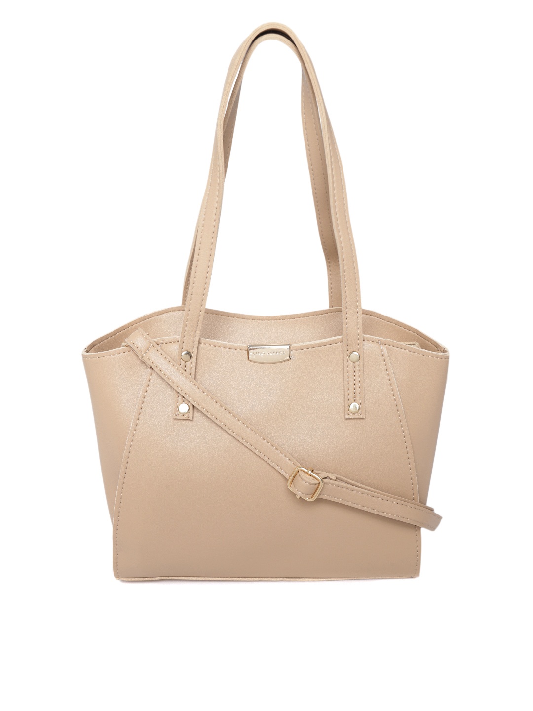 

Lino Perros Beige Solid Handheld Bag with Sling Strap
