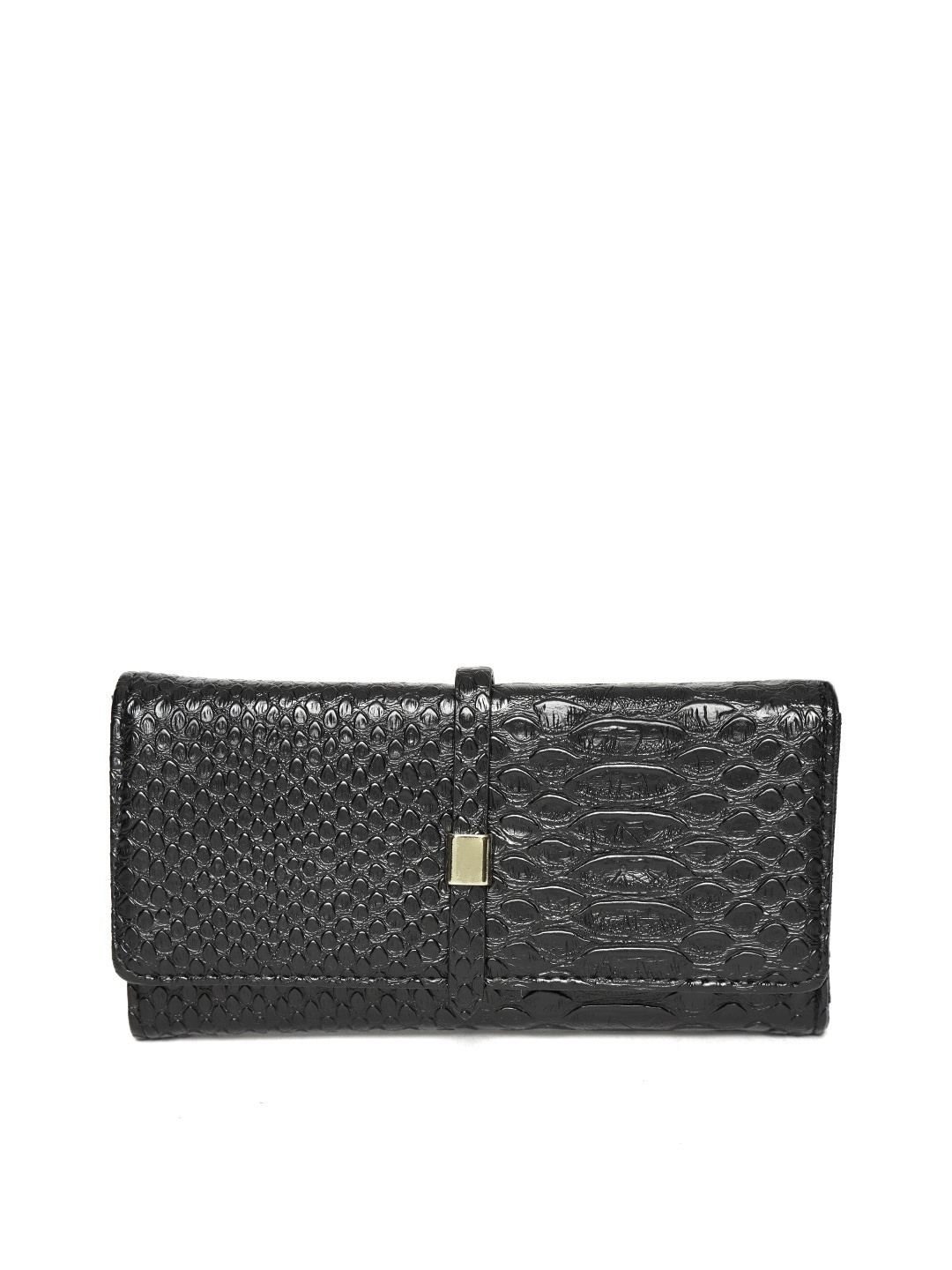 

Lino Perros Women Black Snakeskin Texture Three Fold Wallet