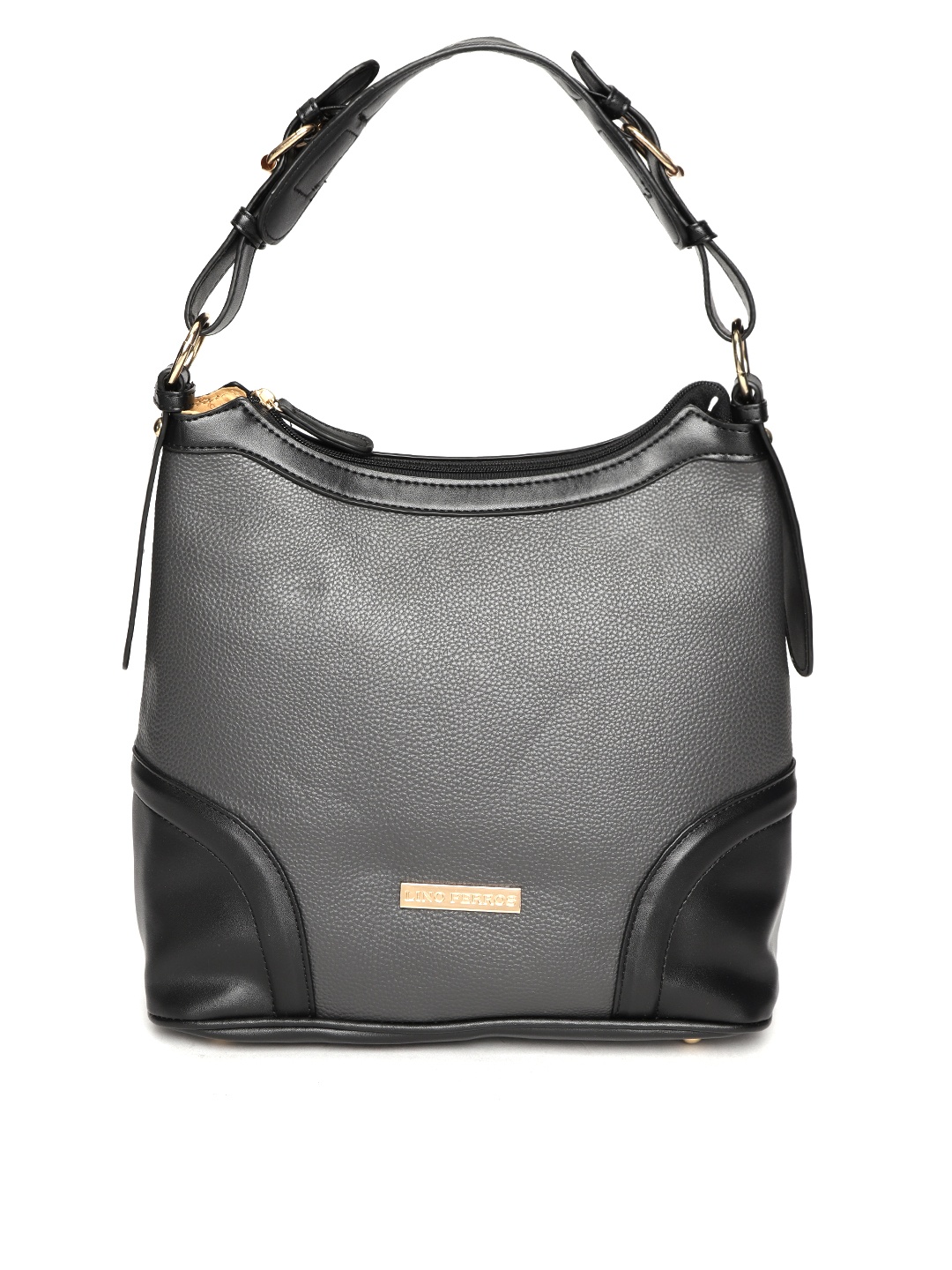 

Lino Perros Charcoal Grey & Black Solid Shoulder Bag