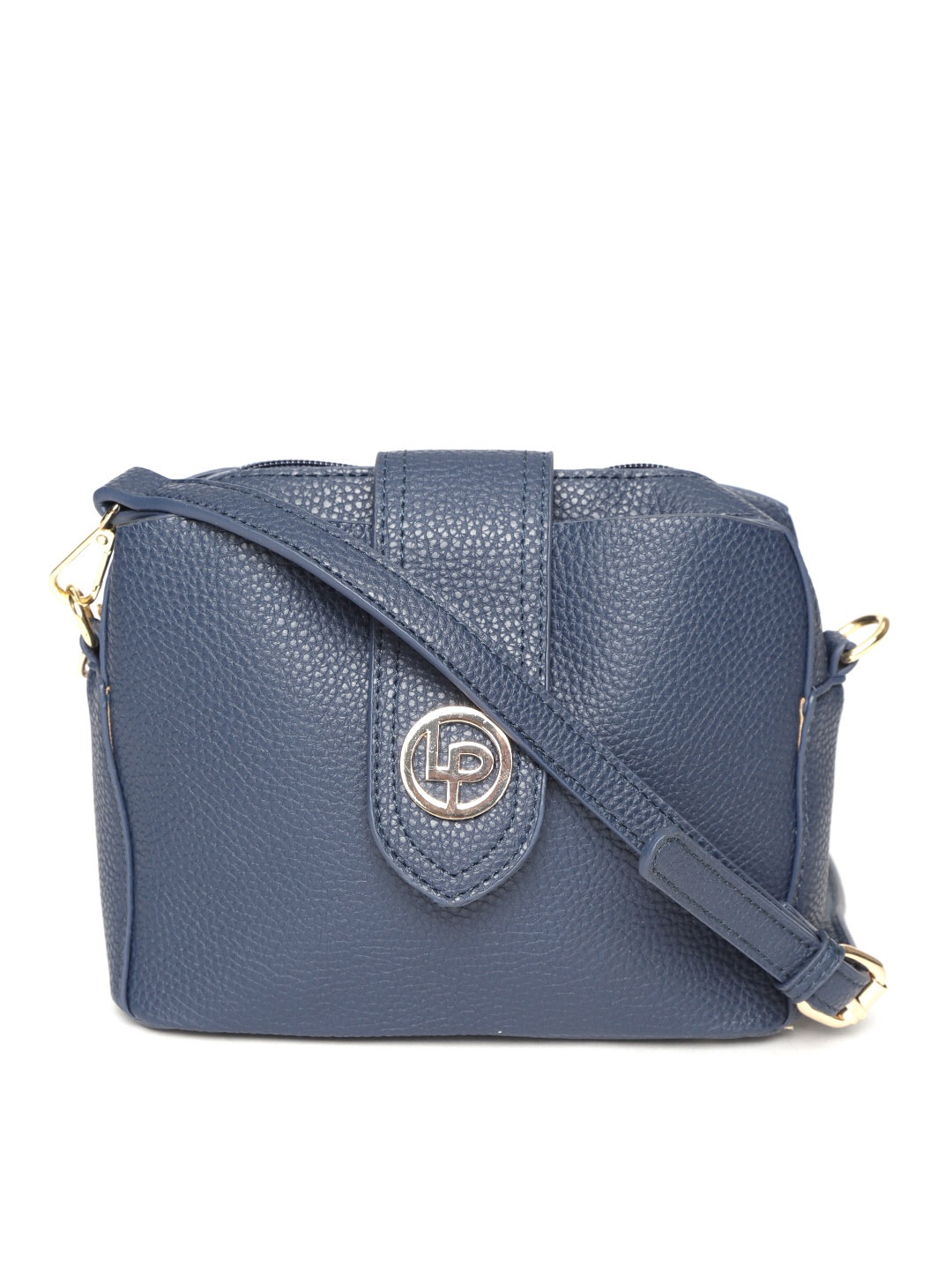 

Lino Perros Navy Blue Solid Sling Bag with Detachable Sling Strap