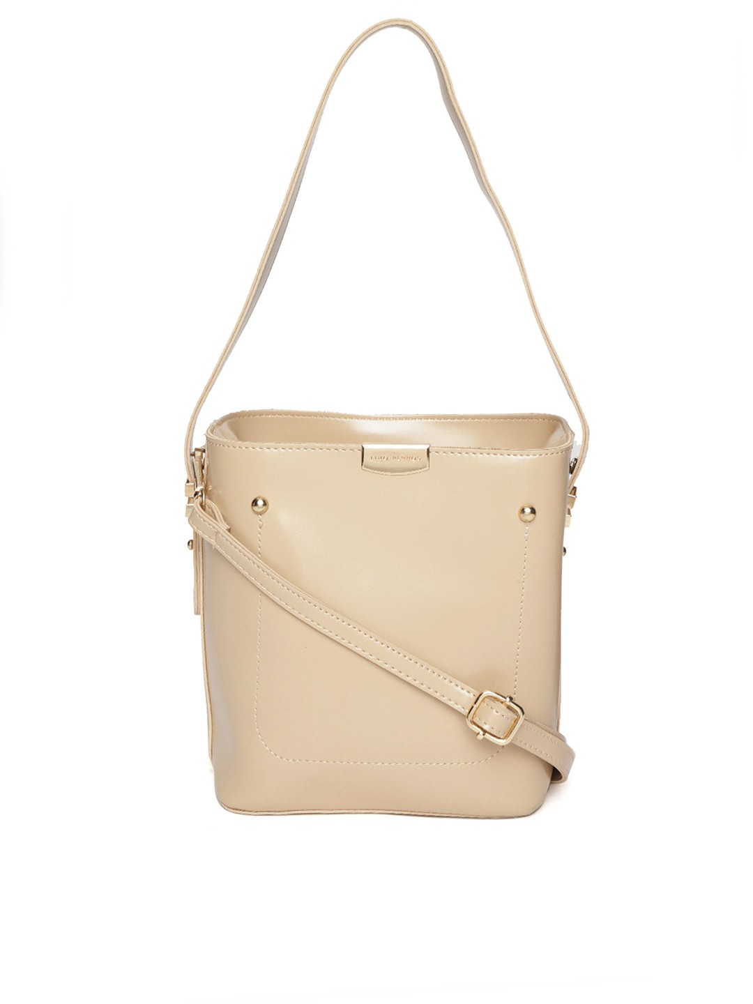 

Lisa Hayden for Lino Perros Beige Solid Handheld Bag with Detachable Sling Strap