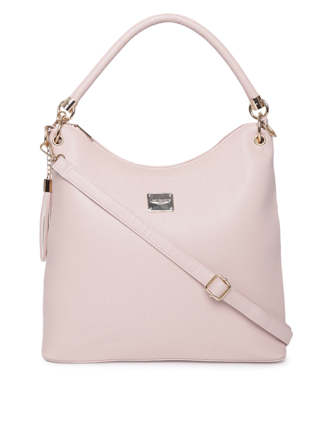 

Lino Perros Pink Solid Handheld Bag with Sling Strap