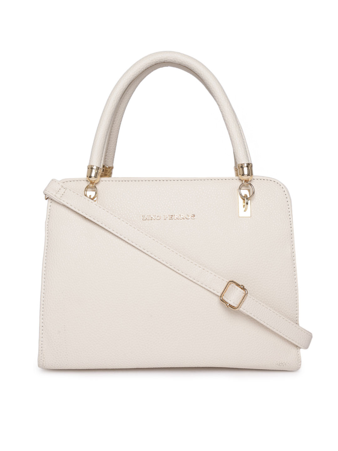Lino Perros Off-White Solid Handheld Bag with Sling Strap