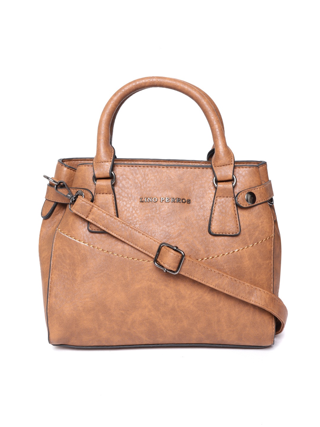 

Lino Perros Brown Solid Handheld Bag