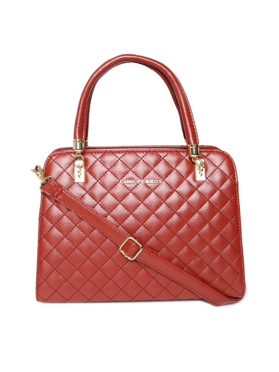 

Lino Perros Red Solid Quilted Handheld Bag