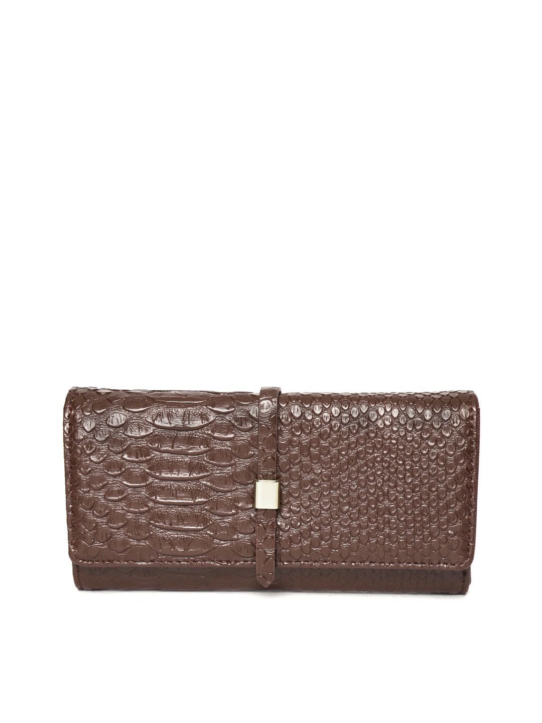 

Lino Perros Women Coffee Brown Snakeskin Texture Three Fold Wallet