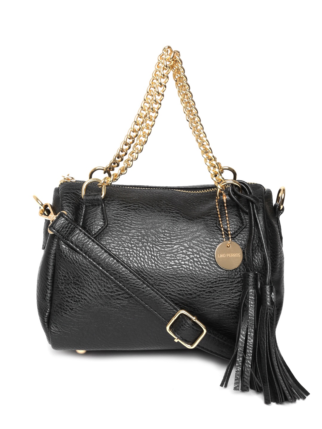 

Lino Perros Black Solid Handheld Bag