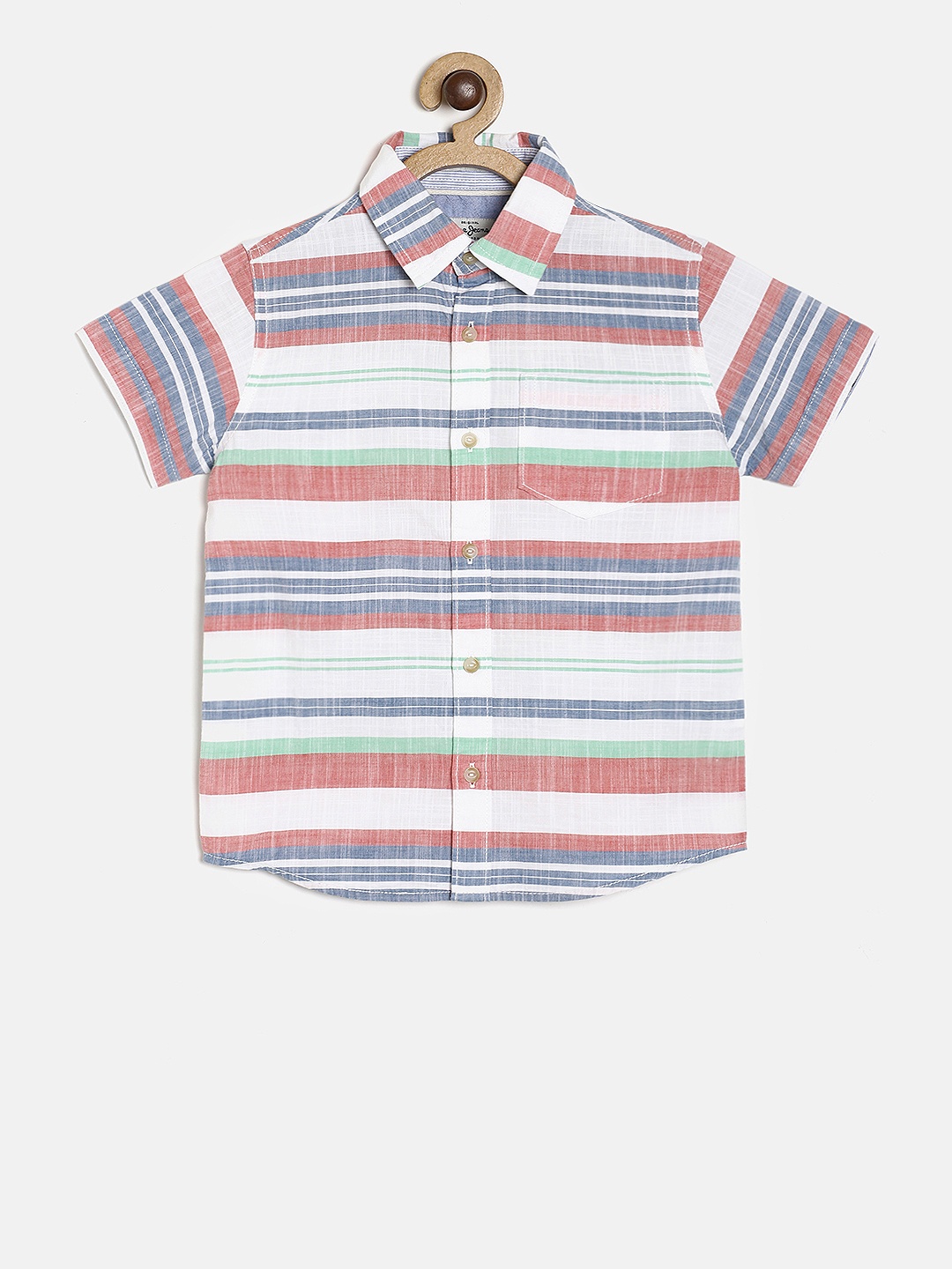 

Pepe Jeans Boys Multicoloured Regular Fit Striped Casual Shirt, Multi