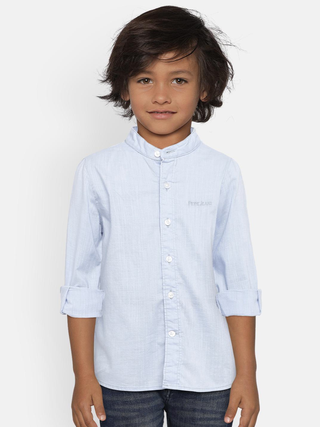 

Pepe Jeans Boys Blue Regular Fit Solid Casual Shirt