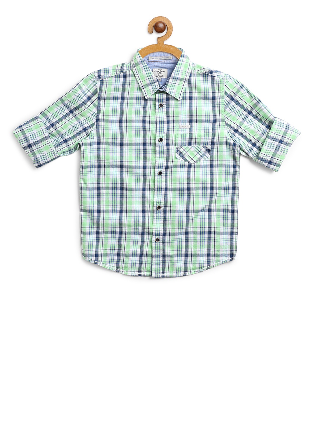 

Pepe Jeans Boys Green & Blue Regular Fit Printed Casual Shirt