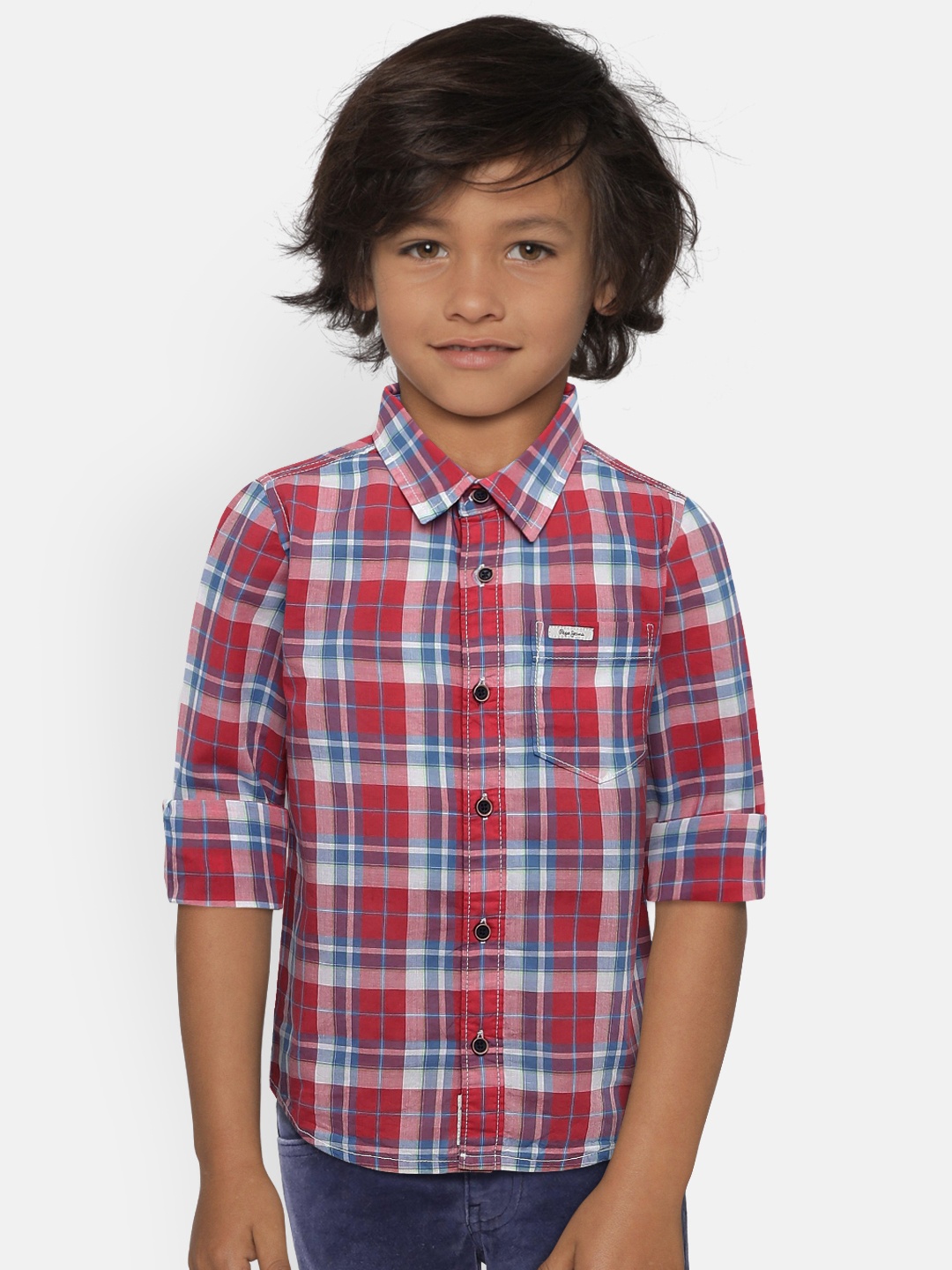 

Pepe Jeans Boys Red & Blue Regular Fit Checked Casual Shirt