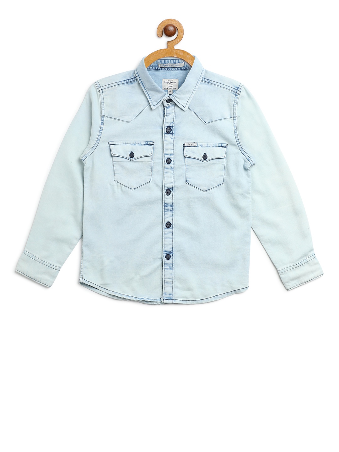 

Pepe Jeans Boys Blue Regular Fit Solid Casual Shirt