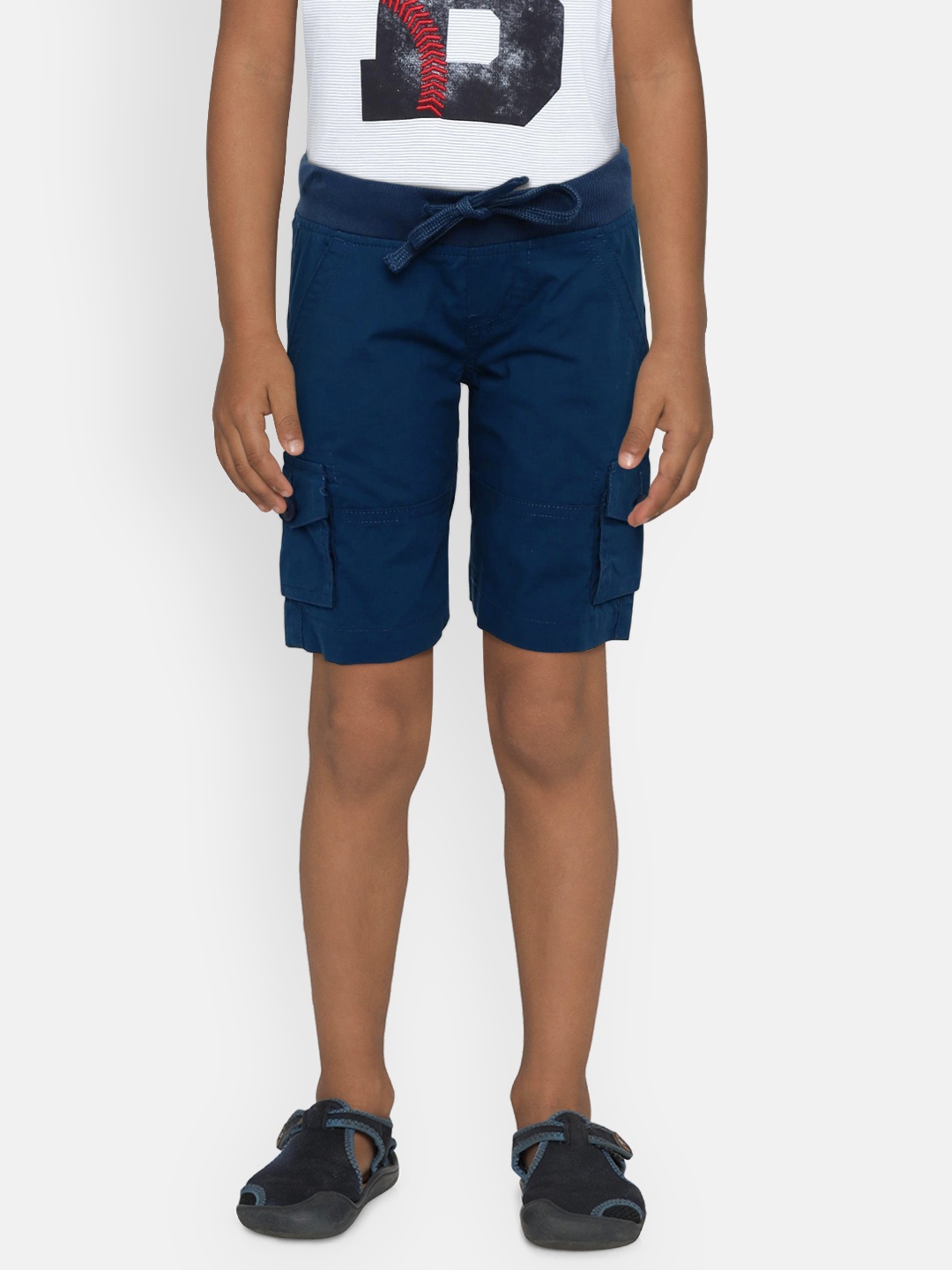 

Pepe Jeans Boys Blue Solid Regular Fit Cargo Shorts