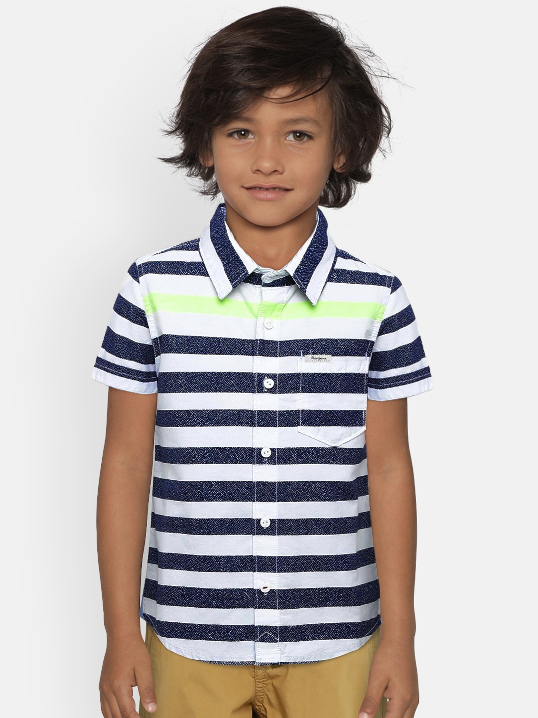 

Pepe Jeans Boys White & Blue Striped Casual Shirt