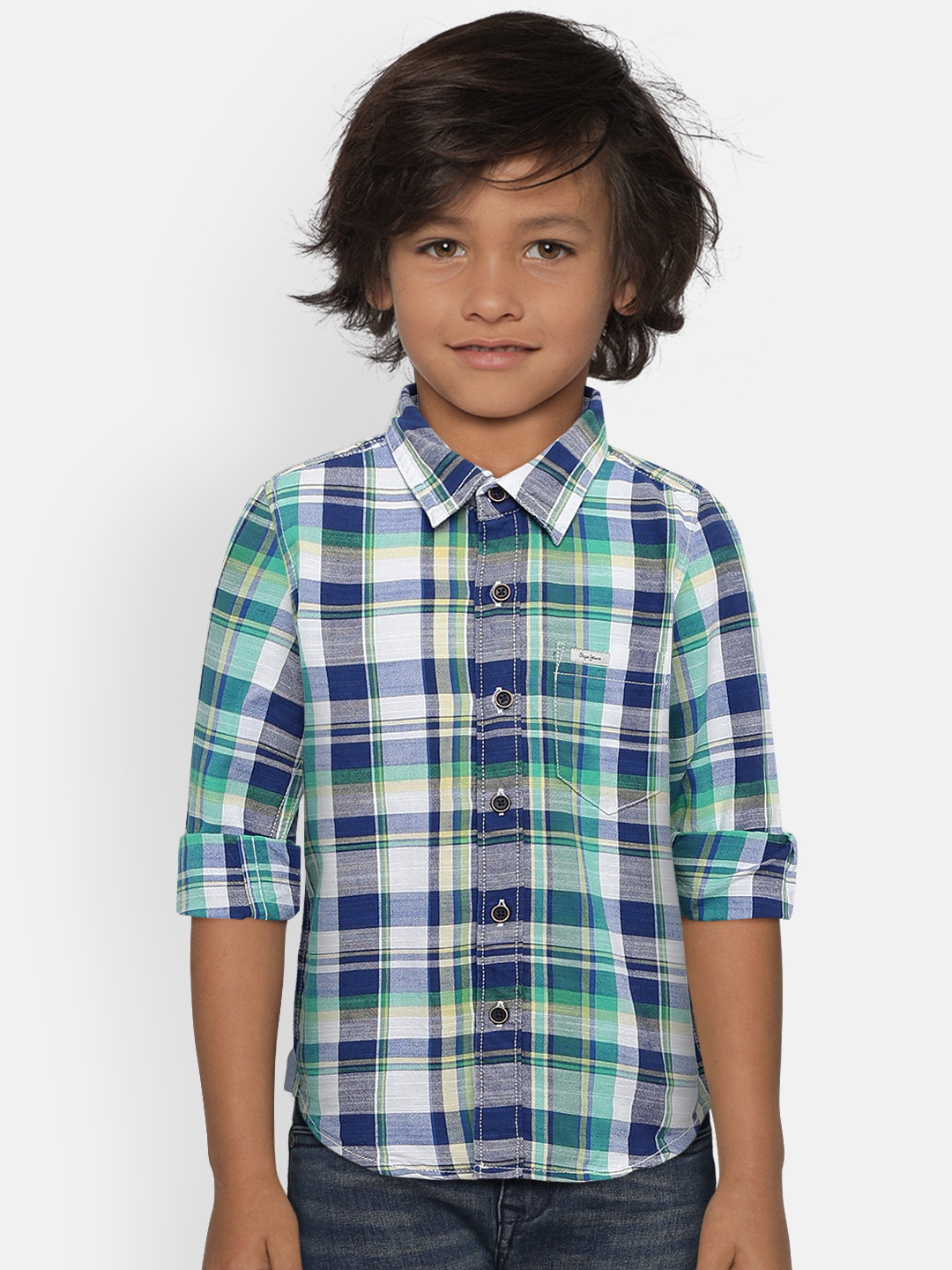 

Pepe Jeans Boys Green & White Regular Fit Checked Casual Shirt