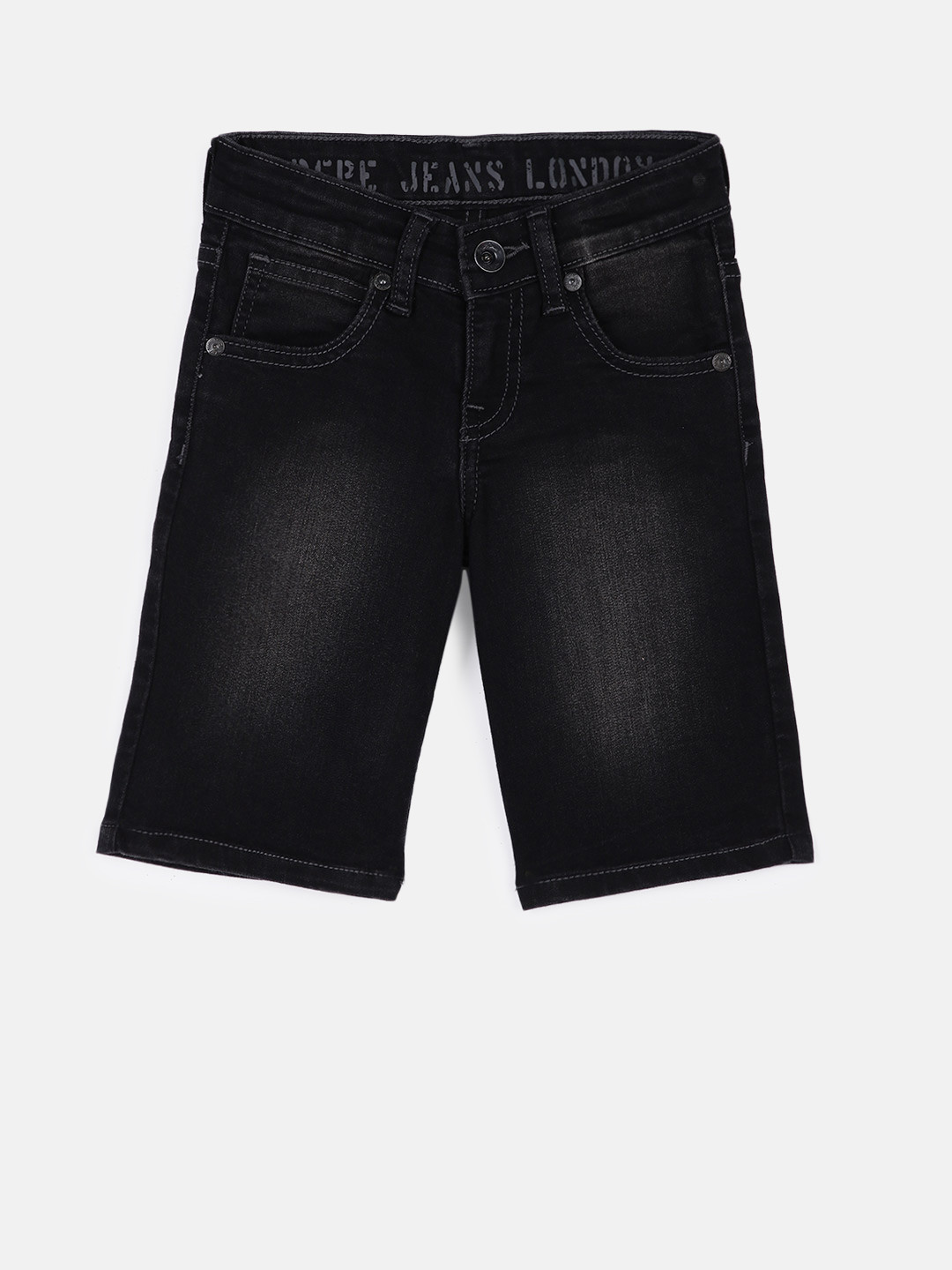 

Pepe Jeans Boys Black Washed Regular Fit Denim Shorts