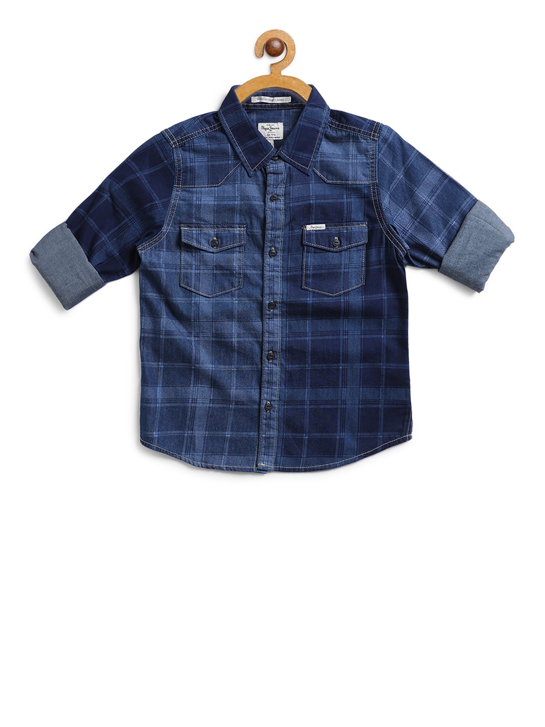

Pepe Jeans Boys Blue Regular Fit Checked Casual Shirt