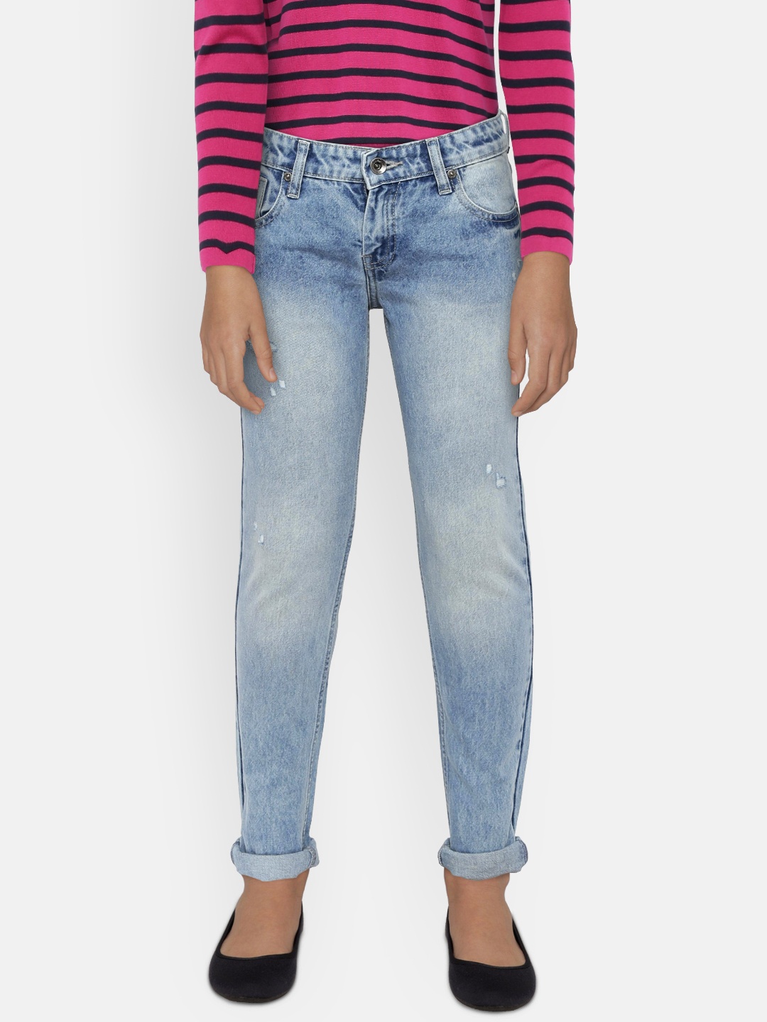 

Pepe Jeans Girls Blue Skinny Fit Low-Rise Low Distress Jeans