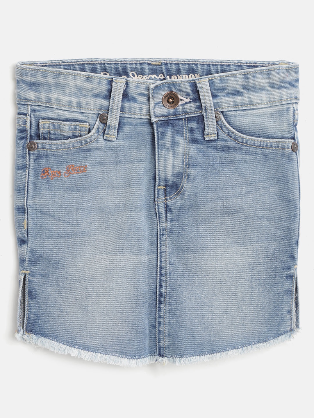 

Pepe Jeans Girls Blue Denim Washed Mini Straight Skirt