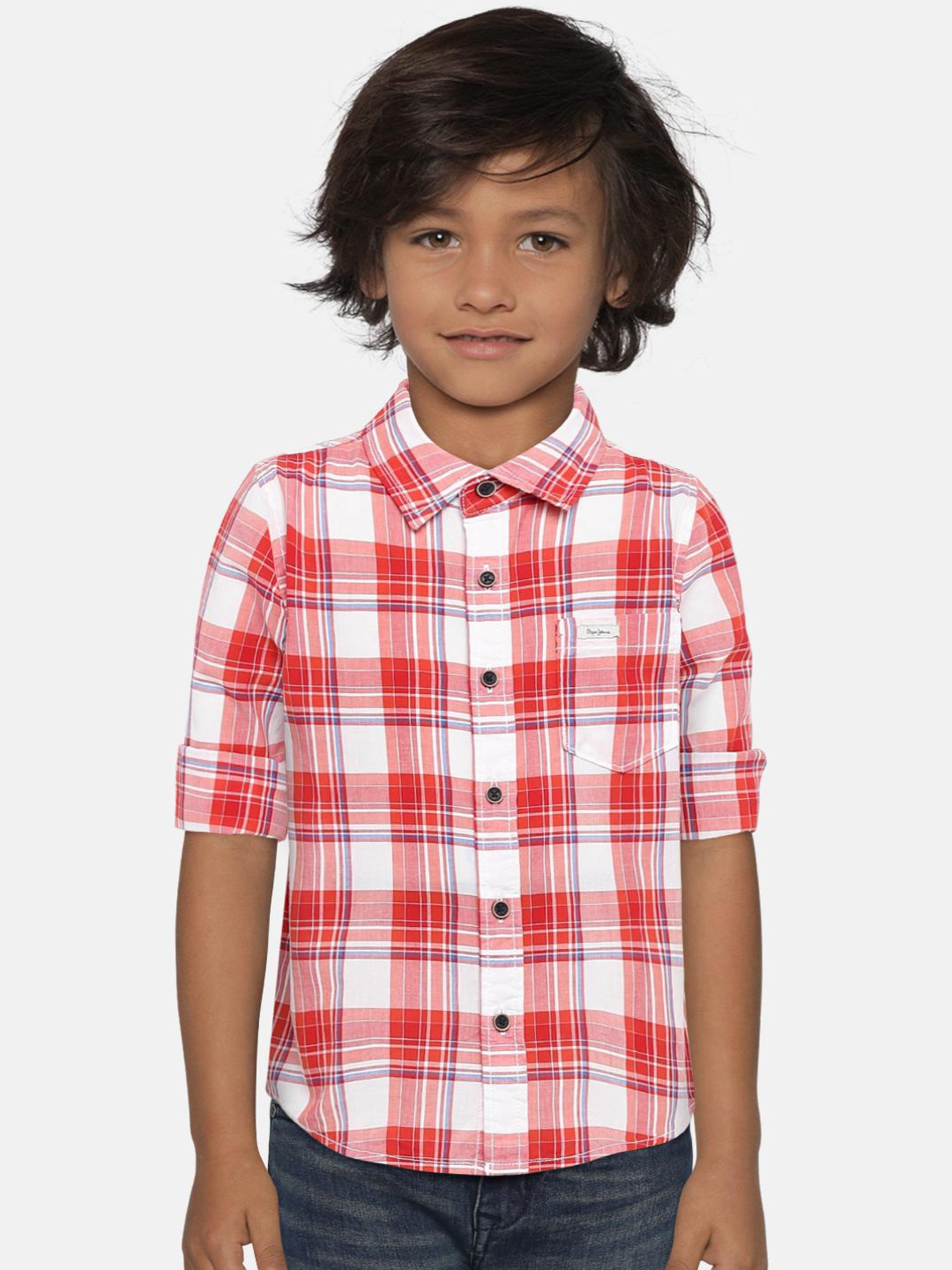 

Pepe Jeans Boys Red Regular Fit Checked Casual Shirt
