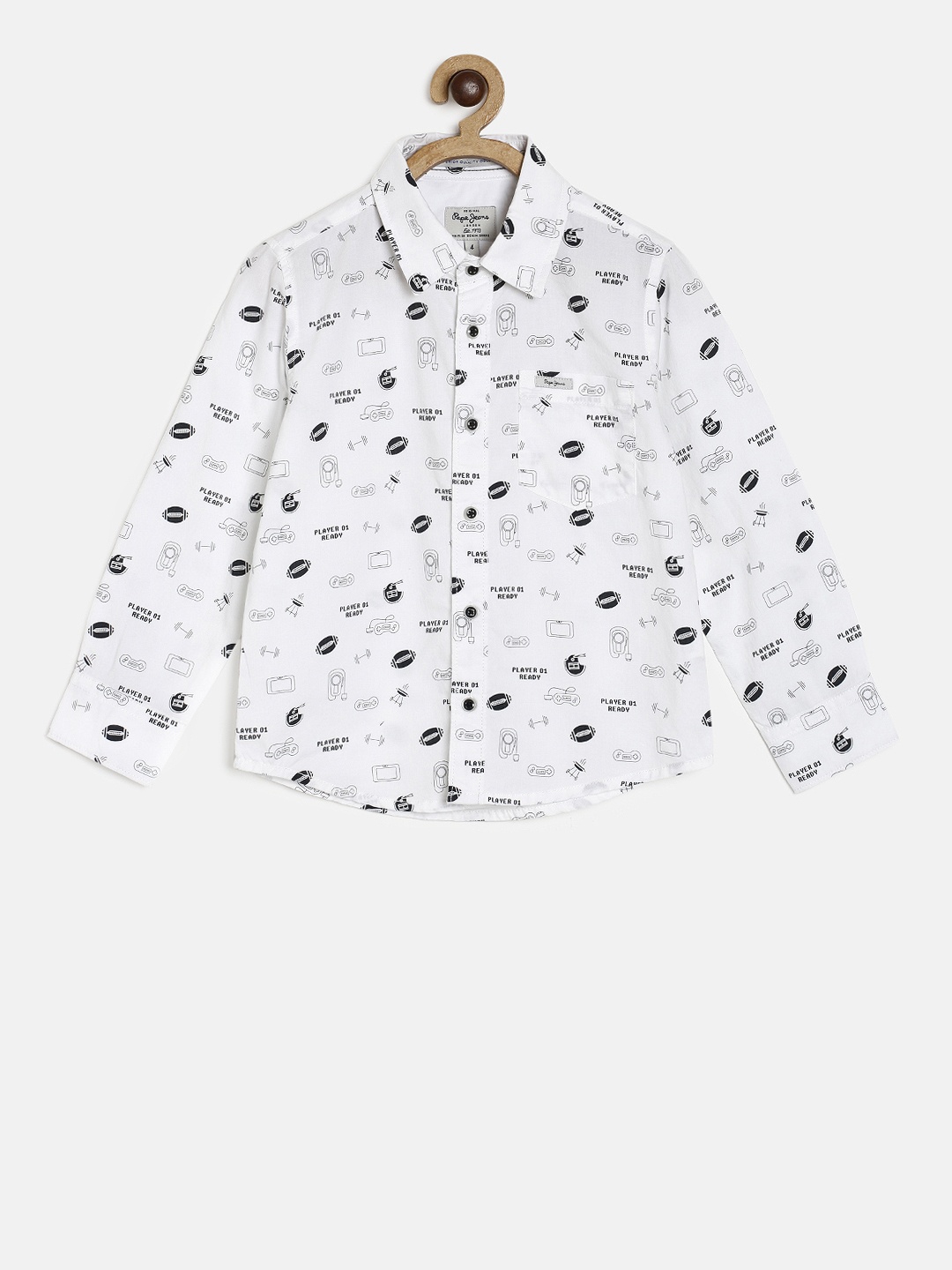 

Pepe Jeans Boys White & Black Regular Fit Printed Casual Shirt