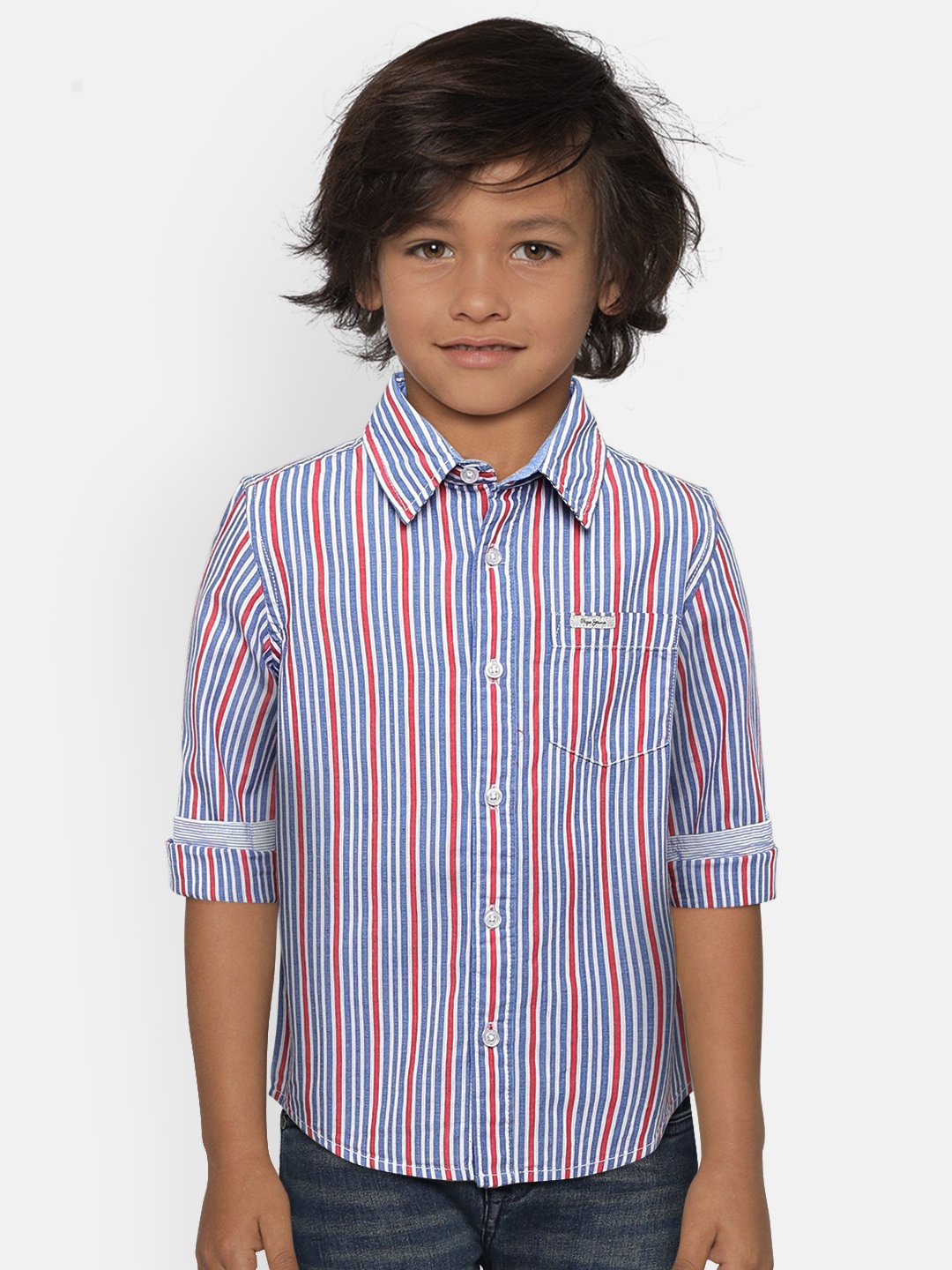 

Pepe Jeans Boys Blue & Red Striped Casual Shirt