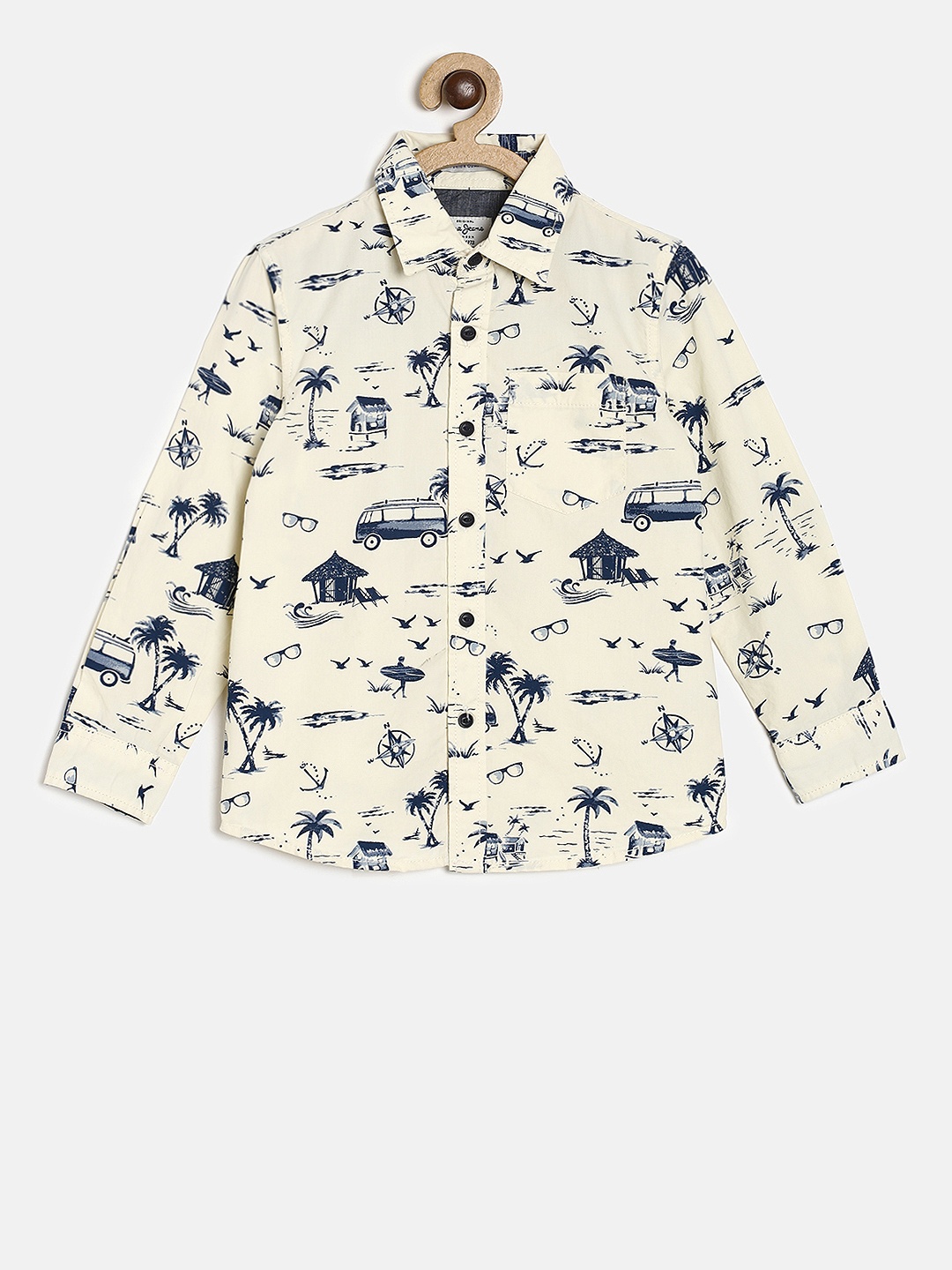 

Pepe Jeans Boys Beige Regular Fit Printed Casual Shirt