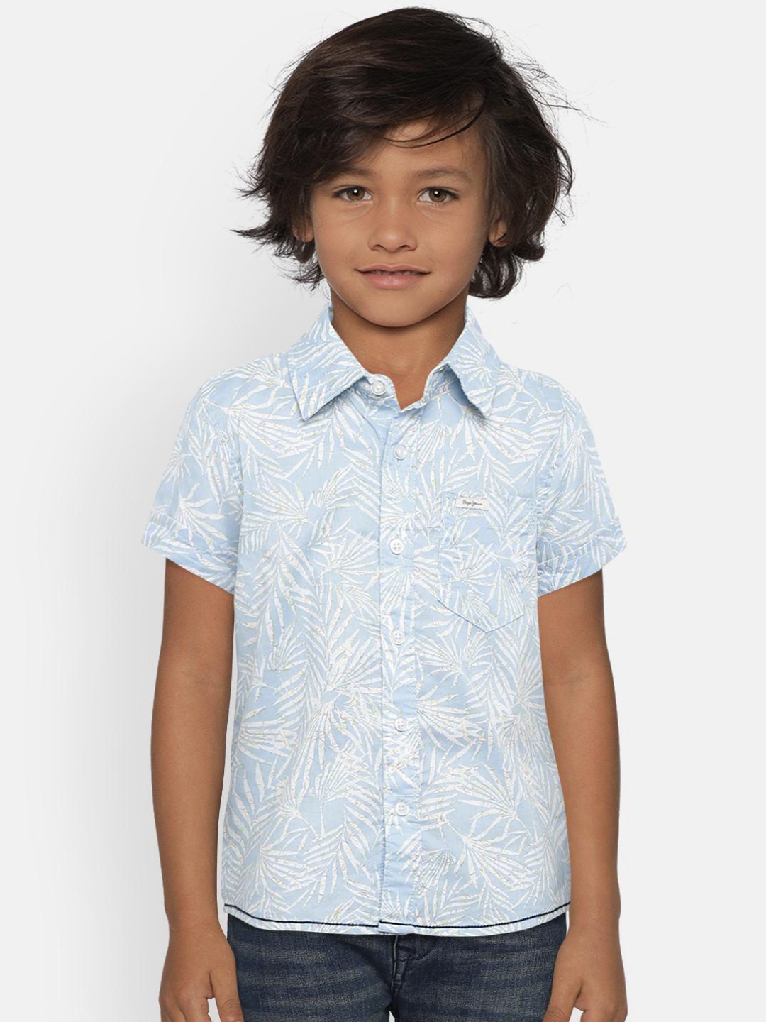 

Pepe Jeans Boys Blue & White Regular Fit Printed Casual Shirt