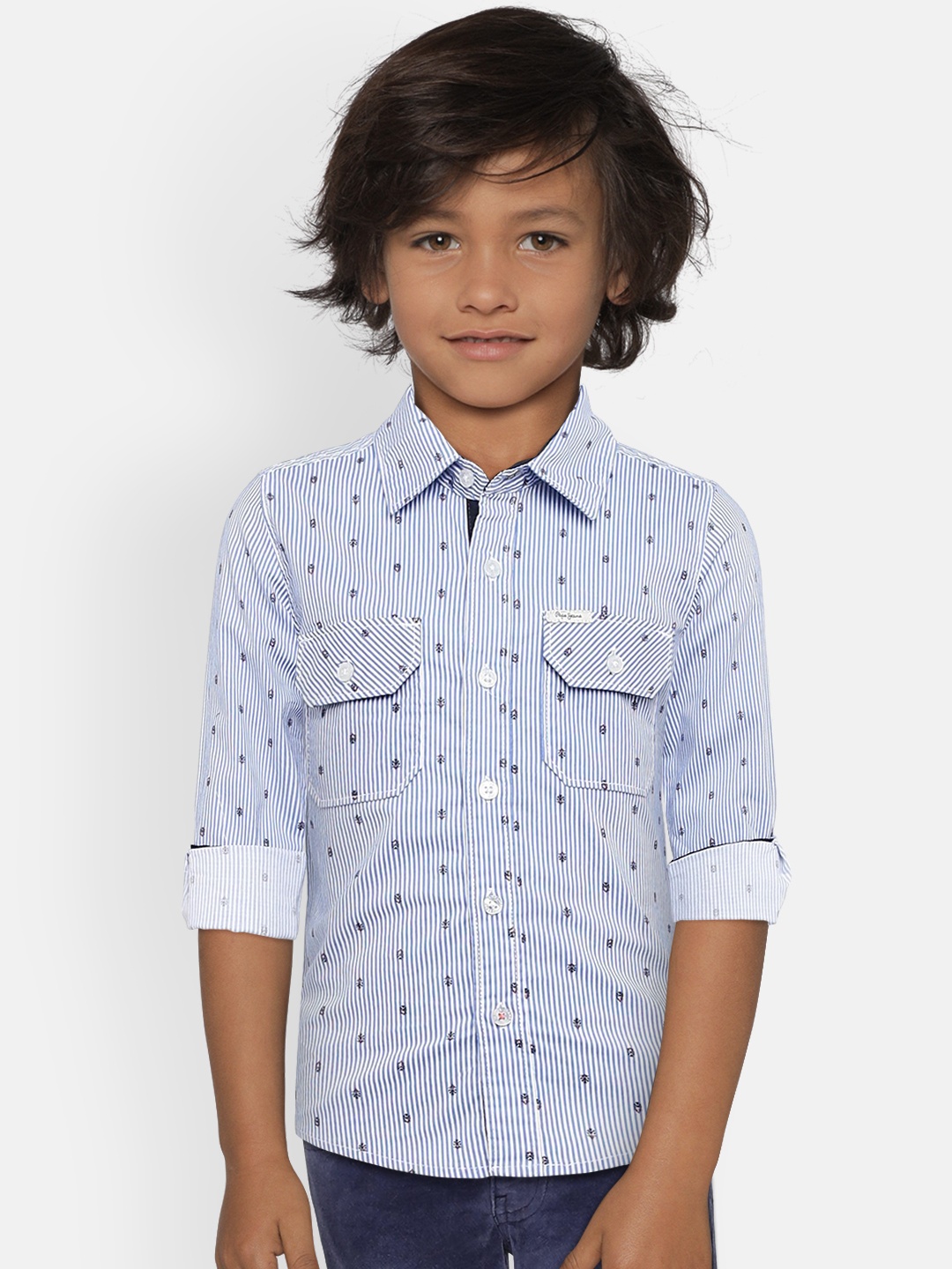 

Pepe Jeans Boys Blue Regular Fit Striped Casual Shirt