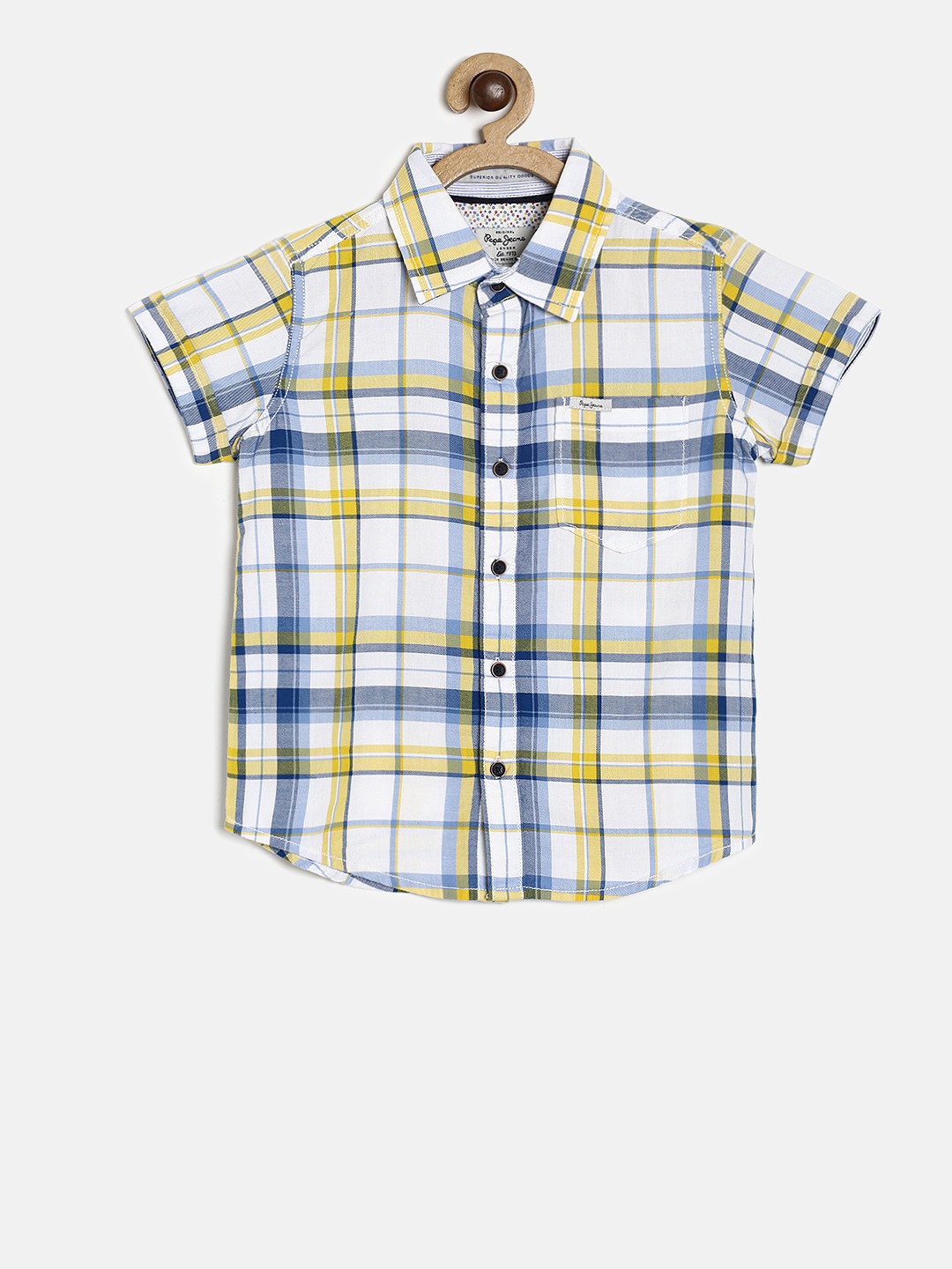 

Pepe Jeans Boys Yellow & White Regular Fit Checked Casual Shirt