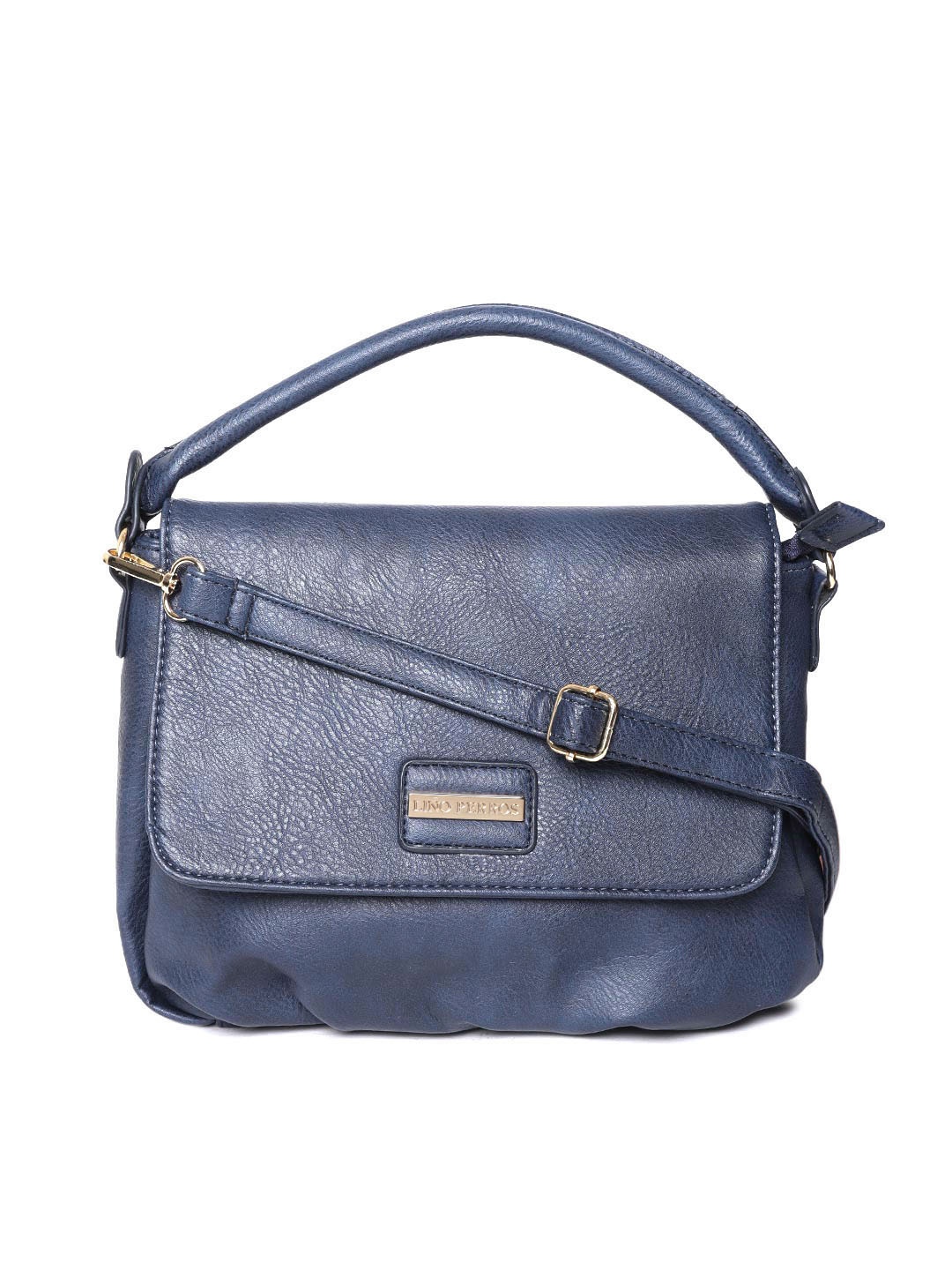 

Lino Perros Navy Blue Solid Satchel