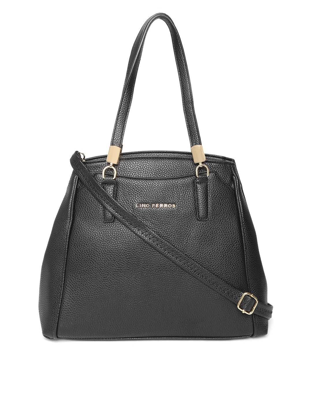 

Lino Perros Black Solid Shoulder Bag with Detachable Sling Strap