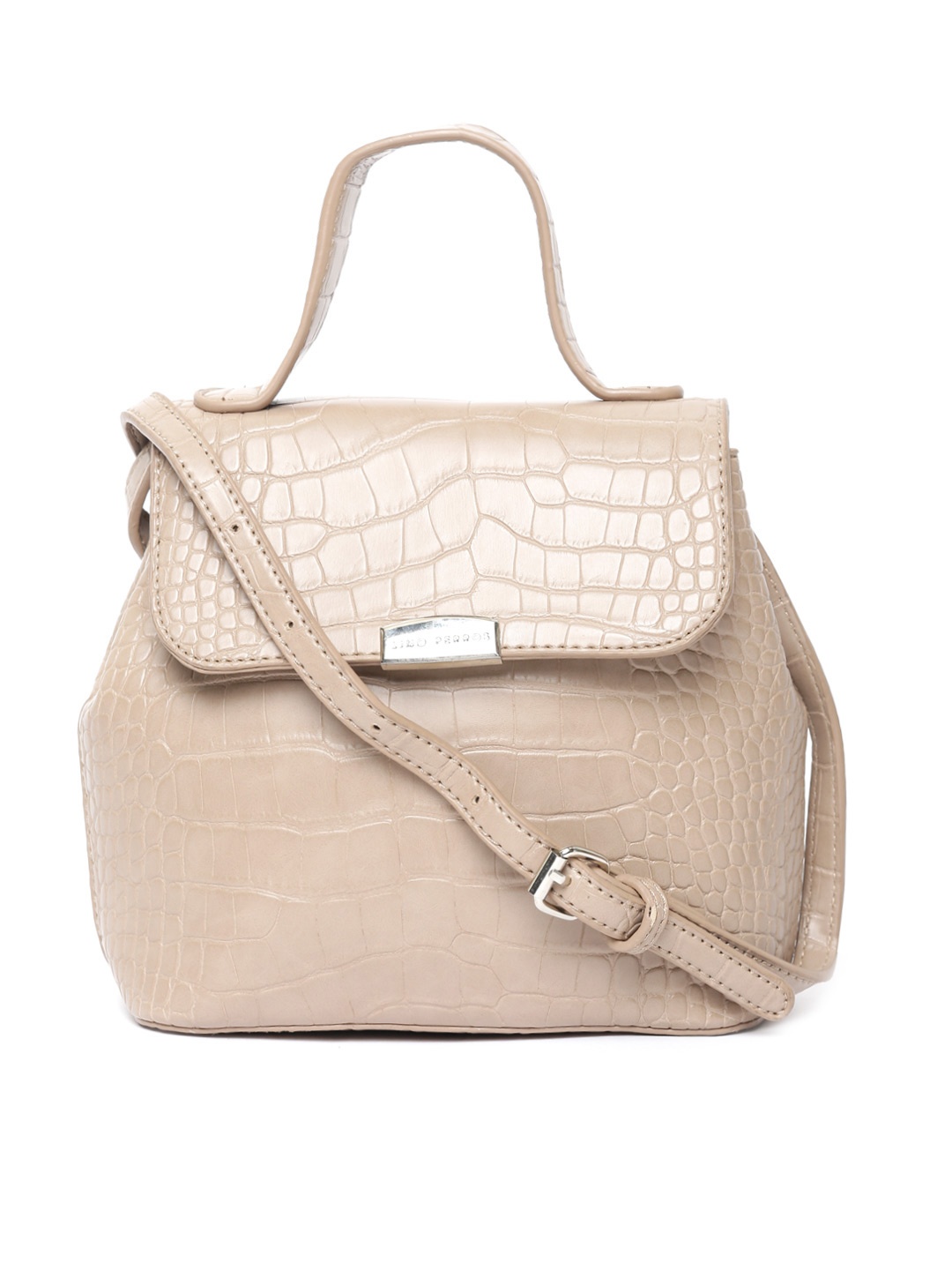 

Lino Perros Taupe Croc Skin-Textured Satchel