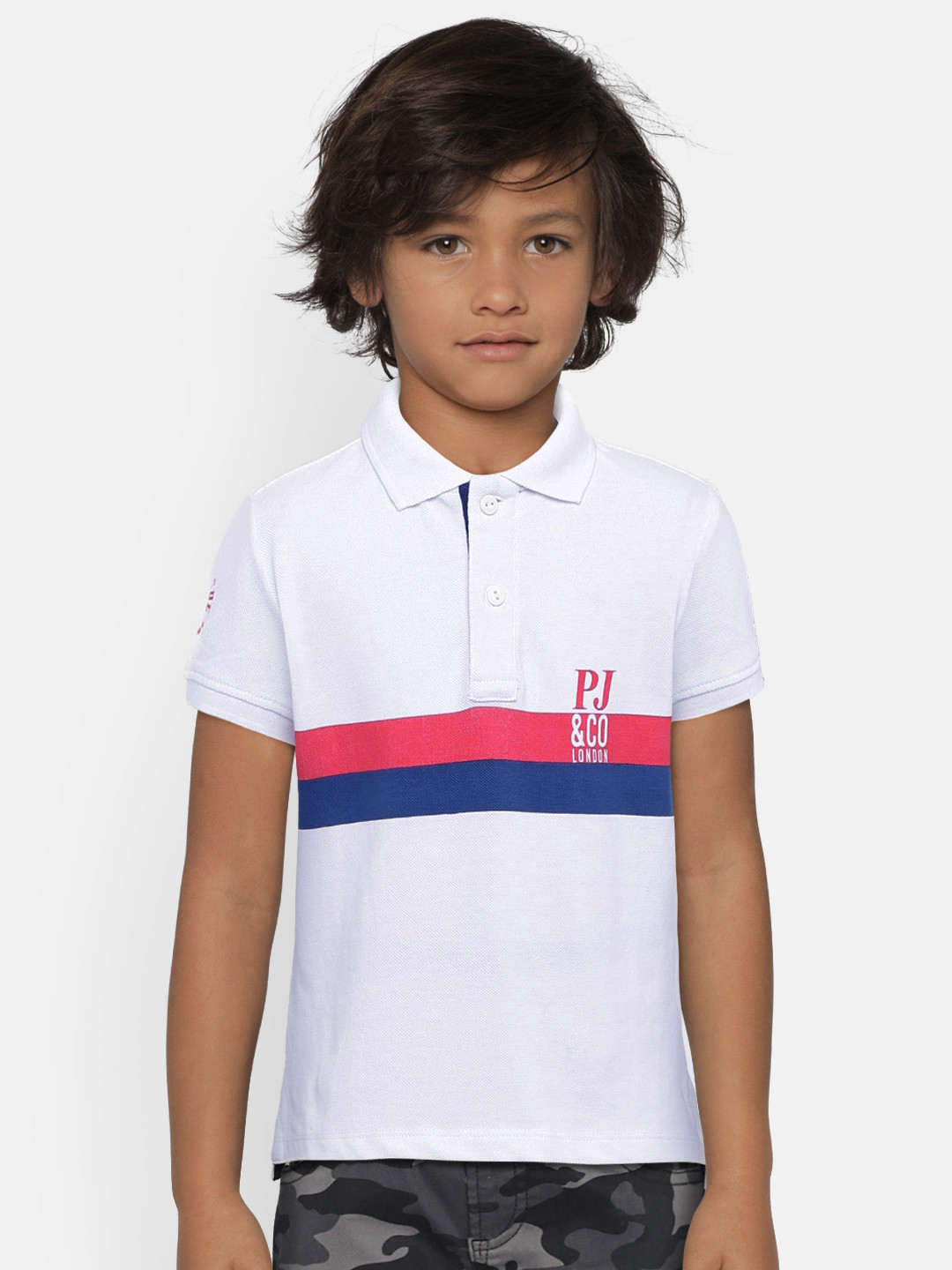 

Pepe Jeans Boys White & Red Striped Polo Collar T-shirt