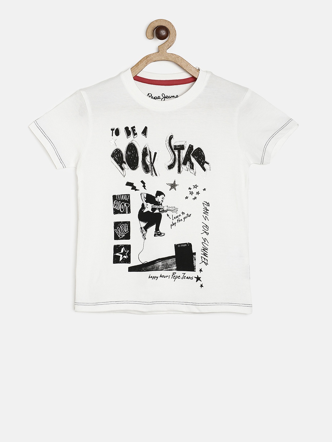 

Pepe Jeans Boys White Printed Round Neck T-shirt